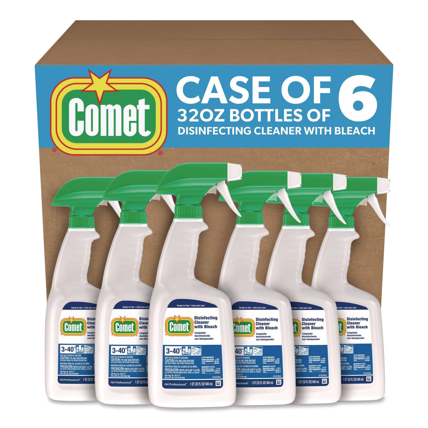 Comet Disinfecting Cleaner Spray, Ready-To-Use, Fresh Scent, Heavy Duty, Non-abrasive, 32 fl oz (1 quart), Multi Spray Bottle, 1 Bottle