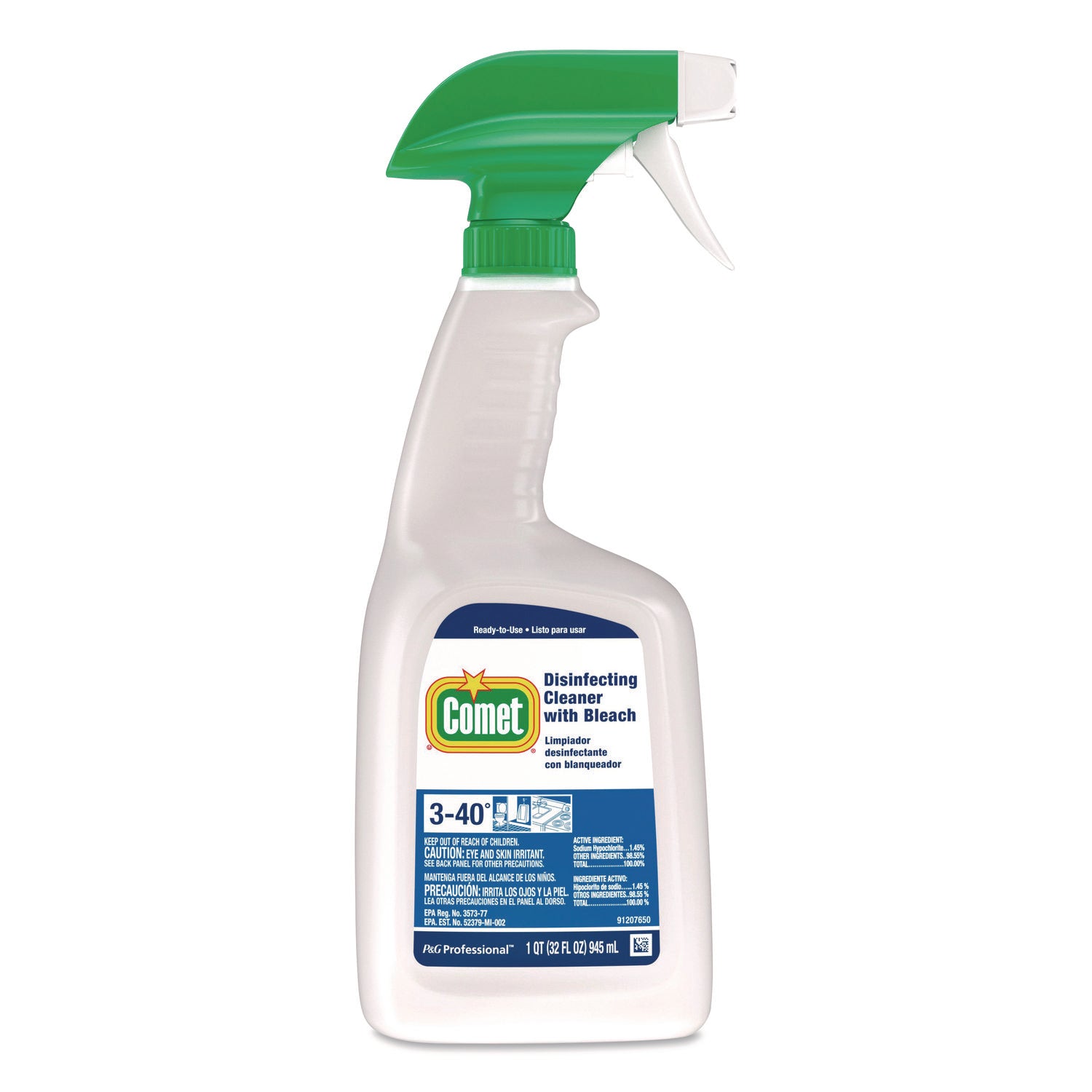 Comet Disinfecting Cleaner Spray, Ready-To-Use, Fresh Scent, Heavy Duty, Non-abrasive, 32 fl oz (1 quart), Multi Spray Bottle, 1 Bottle
