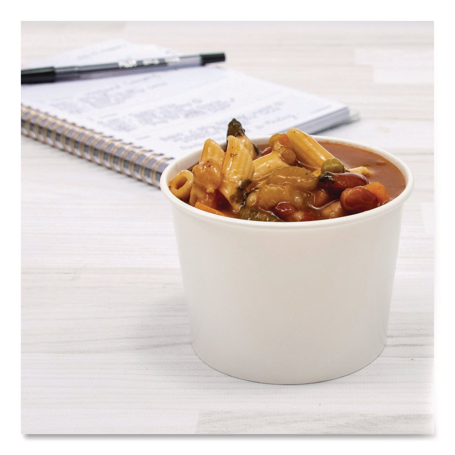 Double Poly Paper Food Containers, 10 oz, 3.8 dia x 2.7" h, White, Paper,1,000/Carton