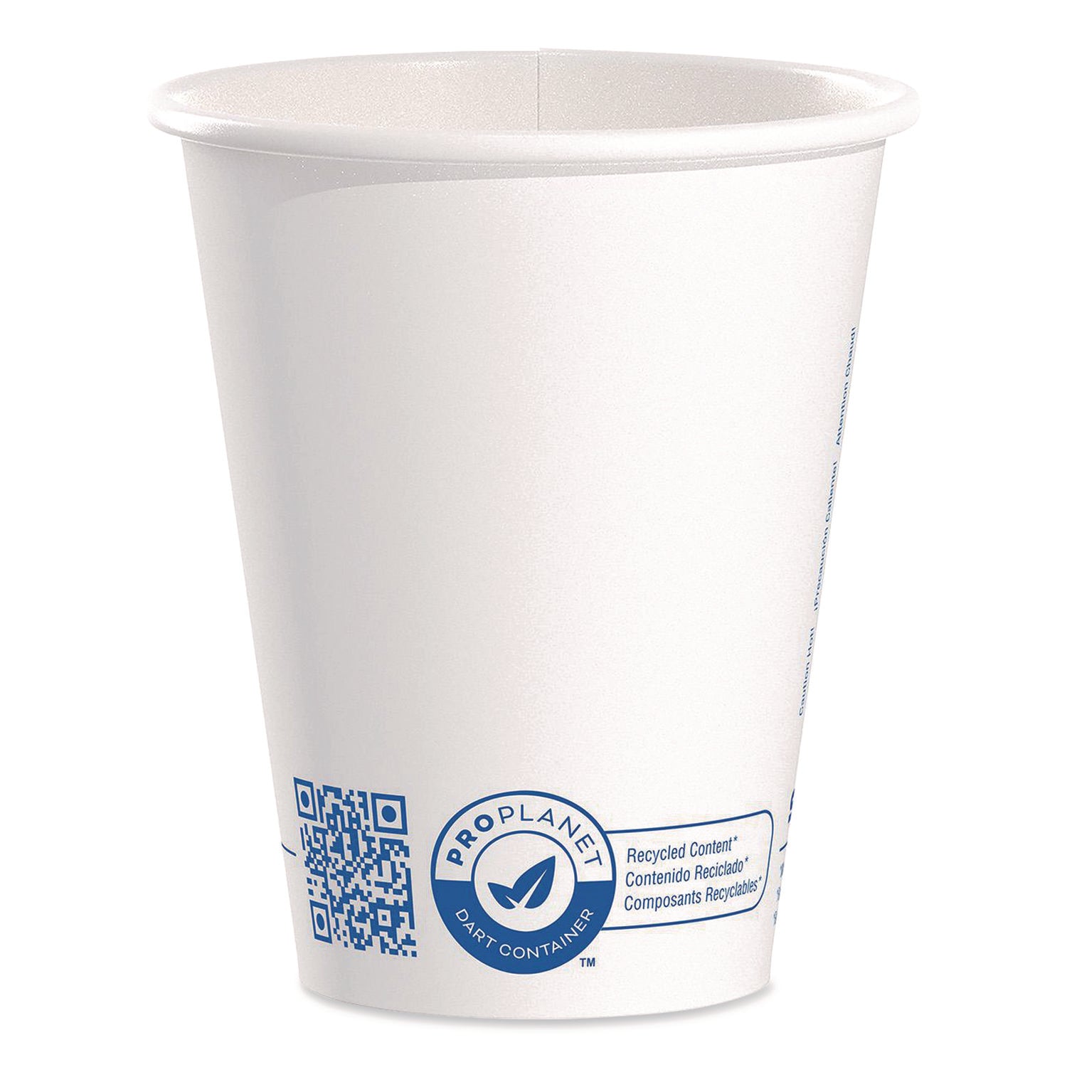 Recycled Content PCF Paper Hot Cups, ProPlanet Seal, 8 oz, White/Blue, 1,000/Carton