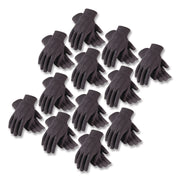 Polyester/cotton Jersey Gloves, Men's, Brown, 12 Pairs