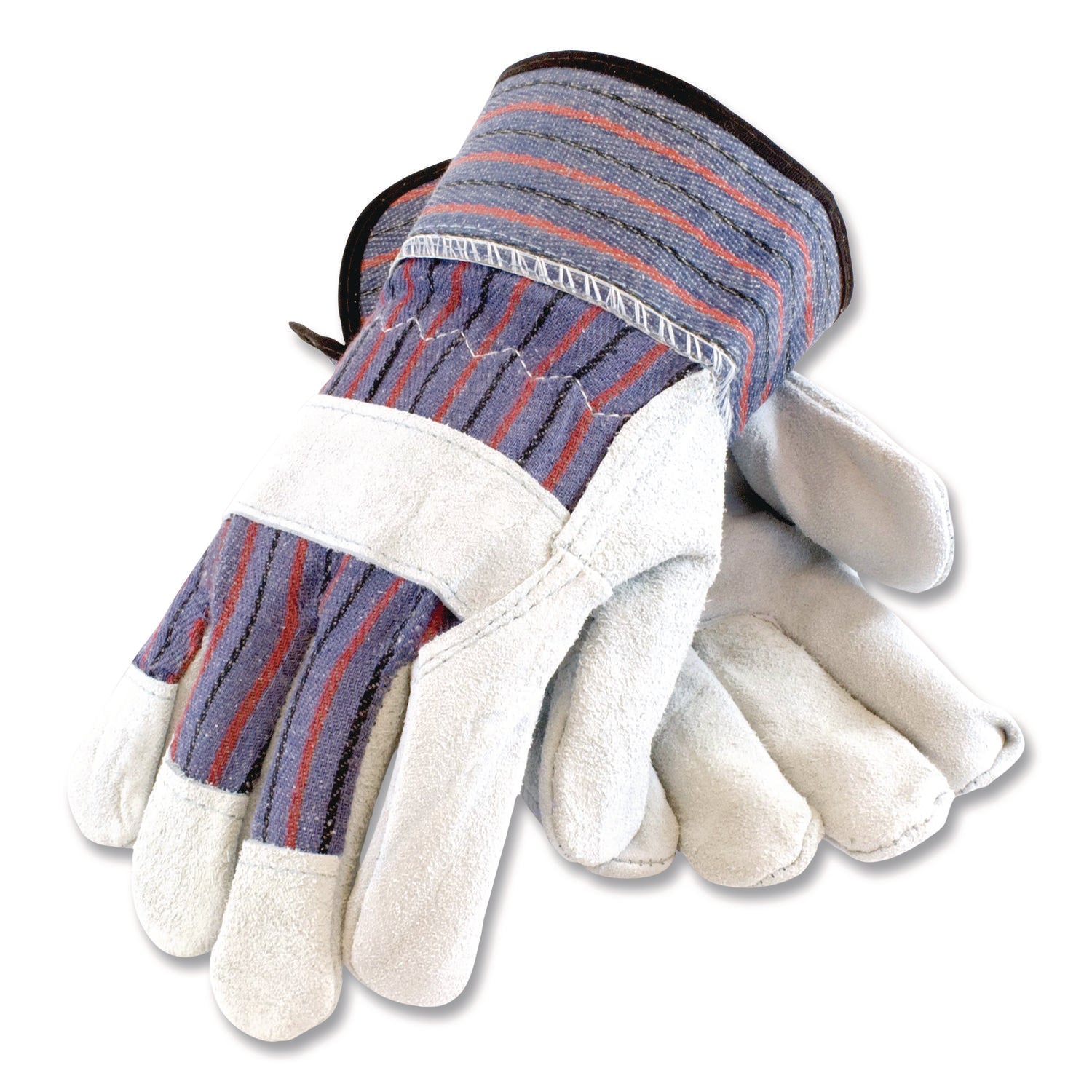 Shoulder Split Cowhide Leather Palm Gloves, B/c Grade, Medium, Blue/gray, 12 Pairs