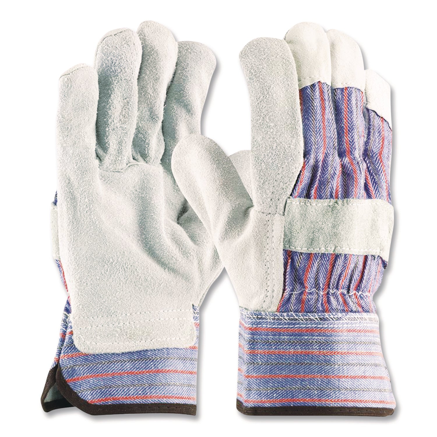 Shoulder Split Cowhide Leather Palm Gloves, B/c Grade, Medium, Blue/gray, 12 Pairs