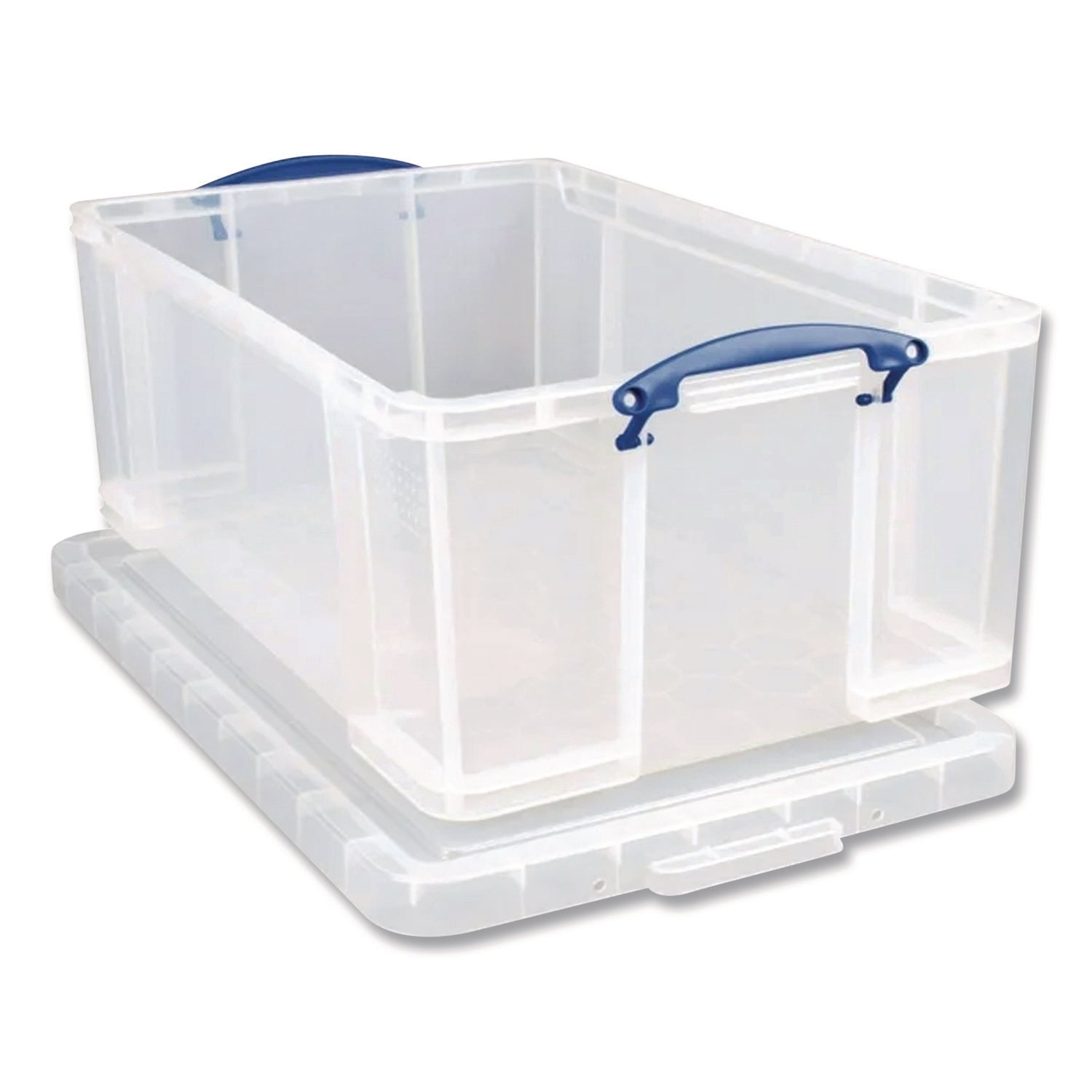 Snap-Lid Storage Bin, 2.37 Gal, 10.25" X 14.5" X 6.25", Clear/blue, 4/pack