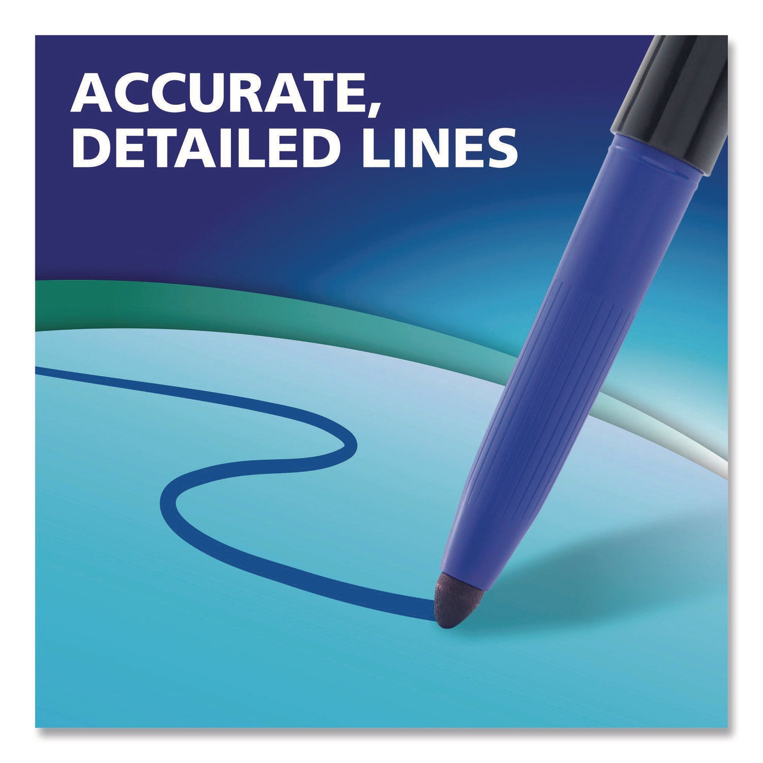 Vis-a-Vis Wet Erase Markers, Fine Point, Blue, 12 Count