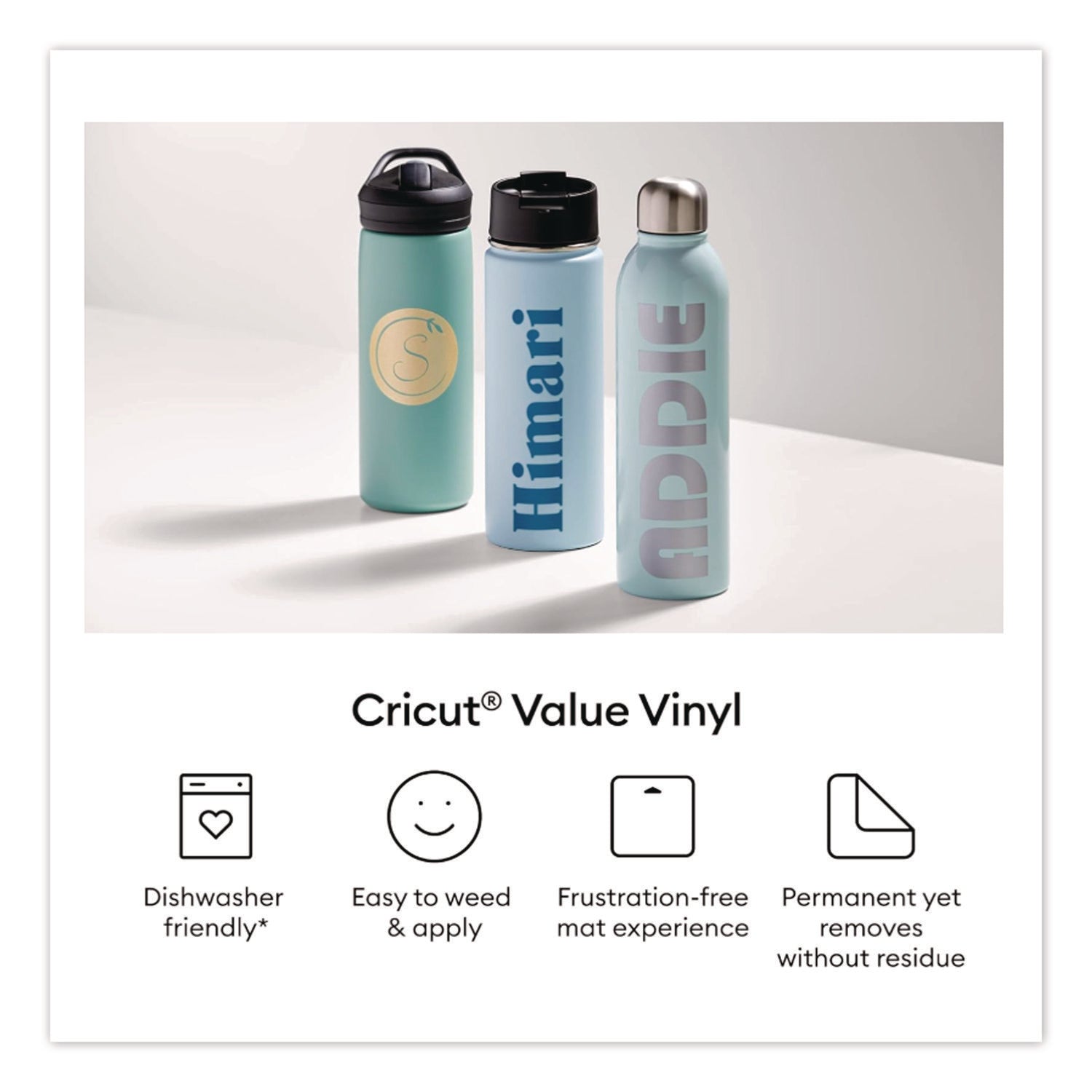 Premium Permanent Vinyl, 12 x 12, Assorted Colors, 6/Pack