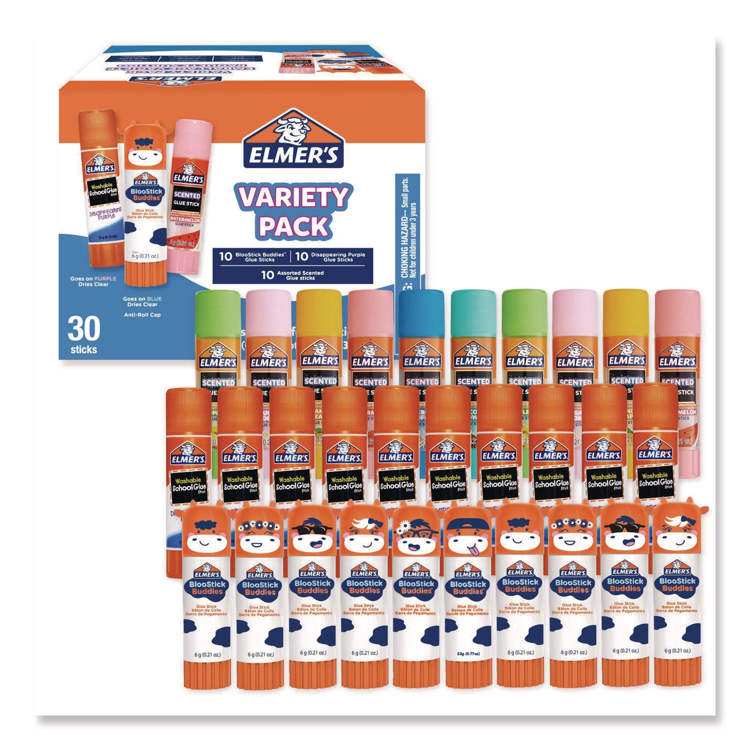 Blue, Purple, Clear - 30 / Box