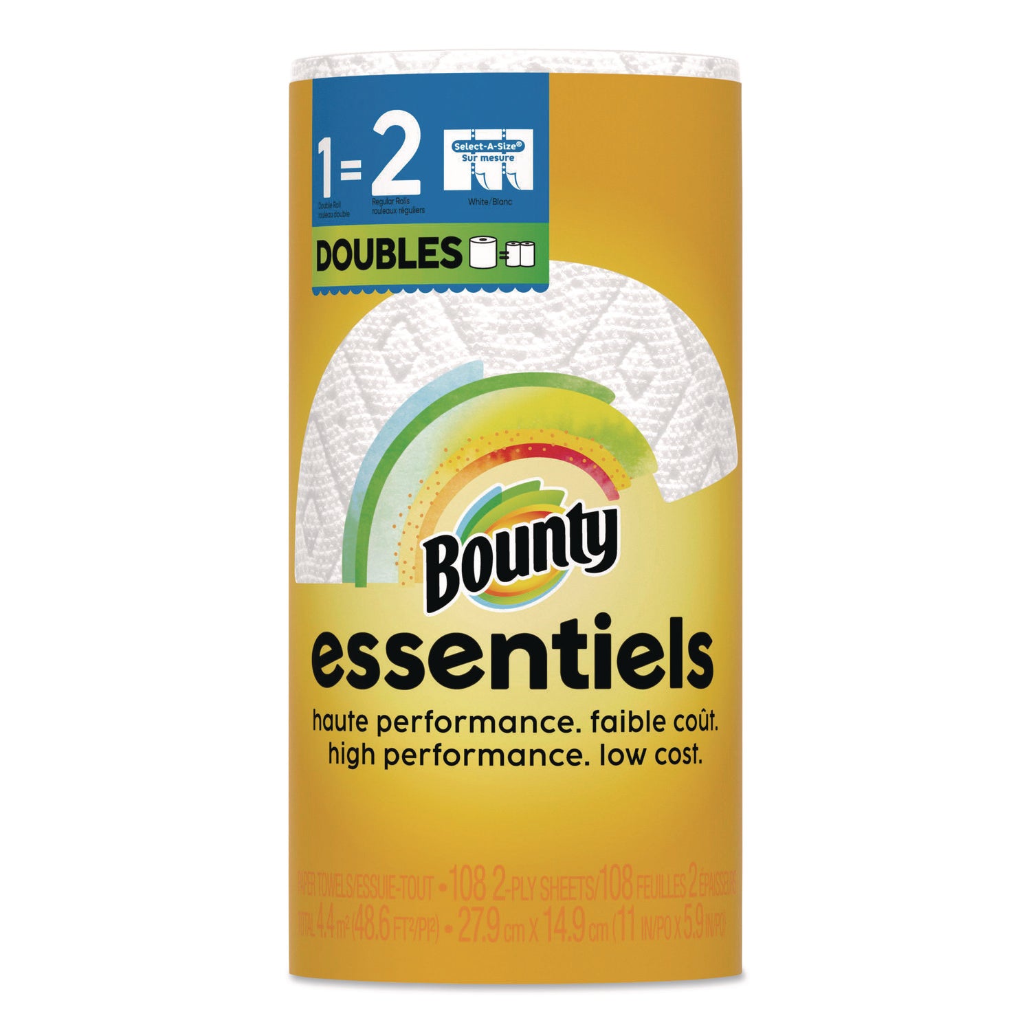 Bounty Essentials Paper Towels, Yellow, 108 Sheets per Roll, 24 Rolls per Carton