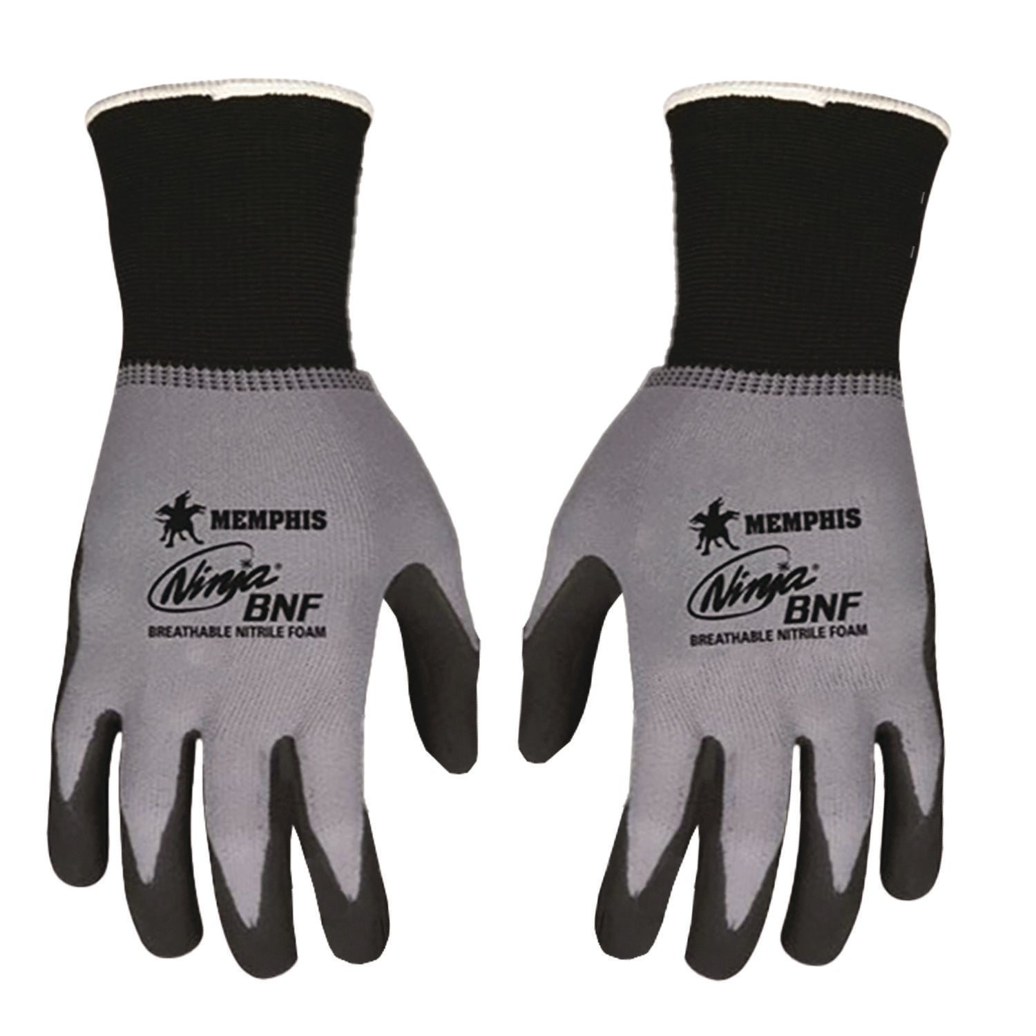 Ninja Nitrile Coating Nylon/spandex Gloves, Black/gray, X-Large, Dozen