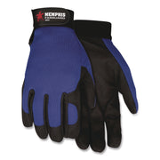 Clarino Synthetic Leather Palm Mechanics Gloves, Blue/black, Medium