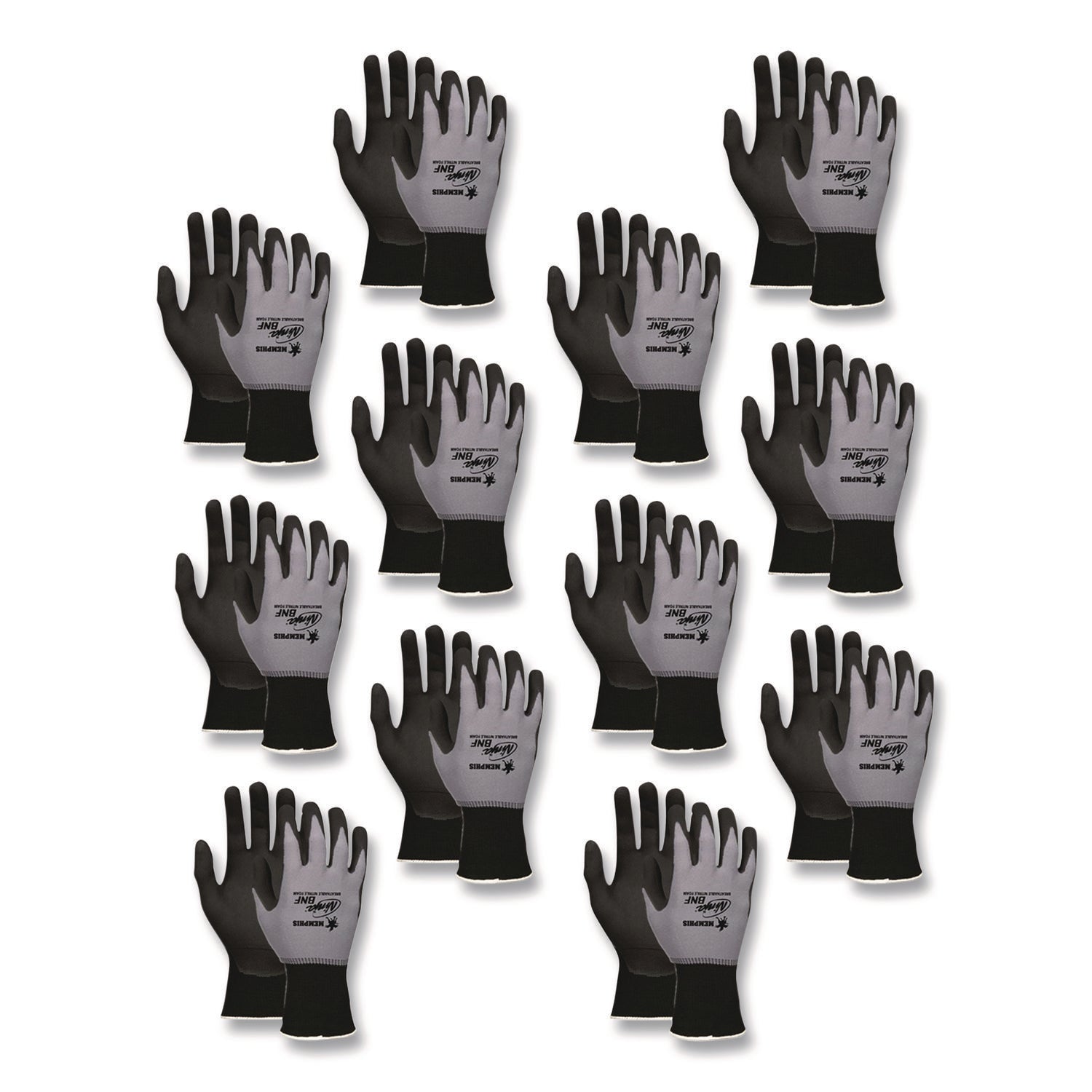 Ninja Nitrile Coating Nylon/spandex Gloves, Black/gray, Medium, Dozen