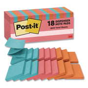 3" Flag/Note Width x 3" Flag/Note Length - Square - Aqua Splash, Cape Town, Guava, Vital Orange - Pop-up, Repositionable, Adhesive, Residue-free - 18 Pad