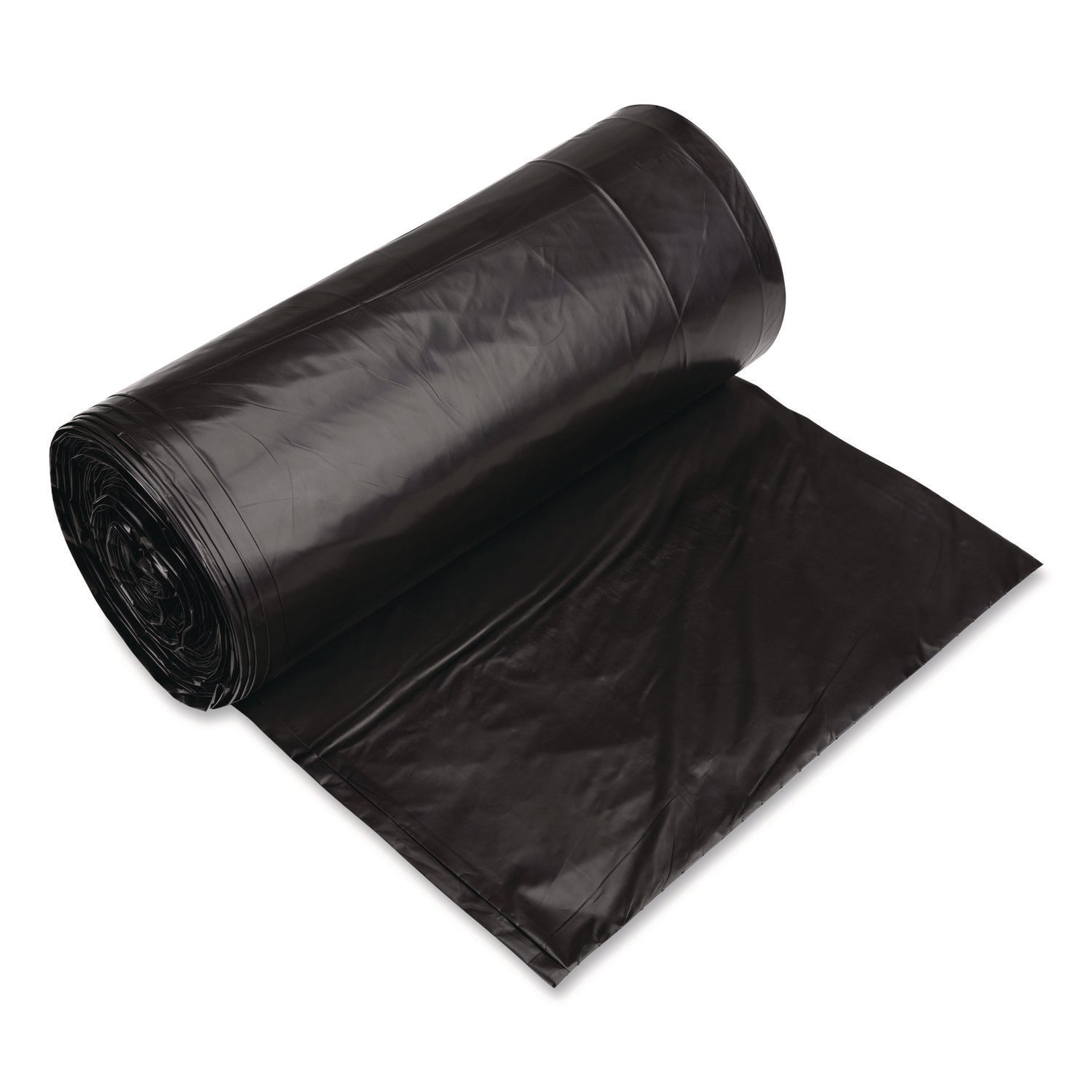 Eco Strong Can Liners, 60 gal, 1.35 mil, 38" x 58", Black, Perforated Roll, 100/Carton