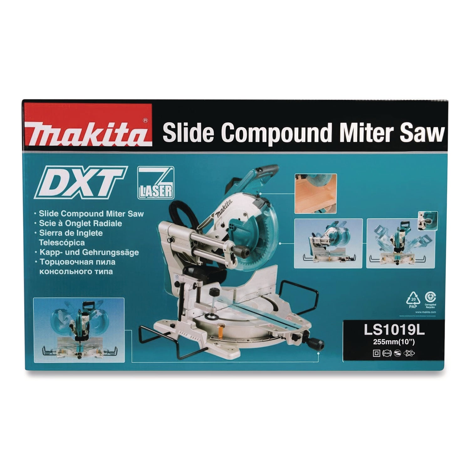 LS1019L 10" Dual-Bevel Sliding Compound Miter Saw With Laser, 3, 200 RPM, -48 To +48 Degree Bevel, -60 To +60 Degree Miter