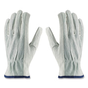 Top-Grain Leather Drivers Gloves With Shoulder-Split Cowhide Leather Back, Large, Gray