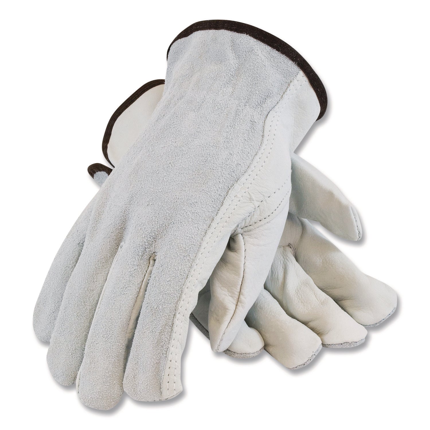 Top-Grain Leather Drivers Gloves With Shoulder-Split Cowhide Leather Back, X-Large, Gray