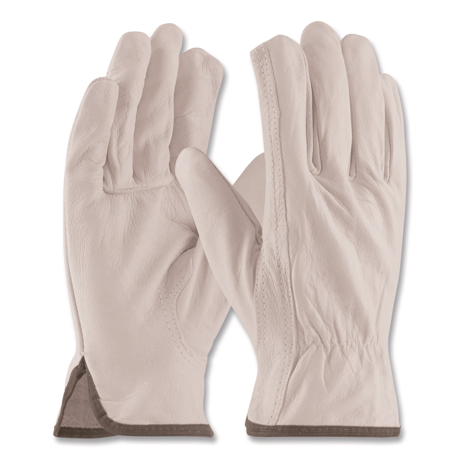 Top-Grain Pigskin Leather Drivers Gloves, Economy Grade, Large, Gray