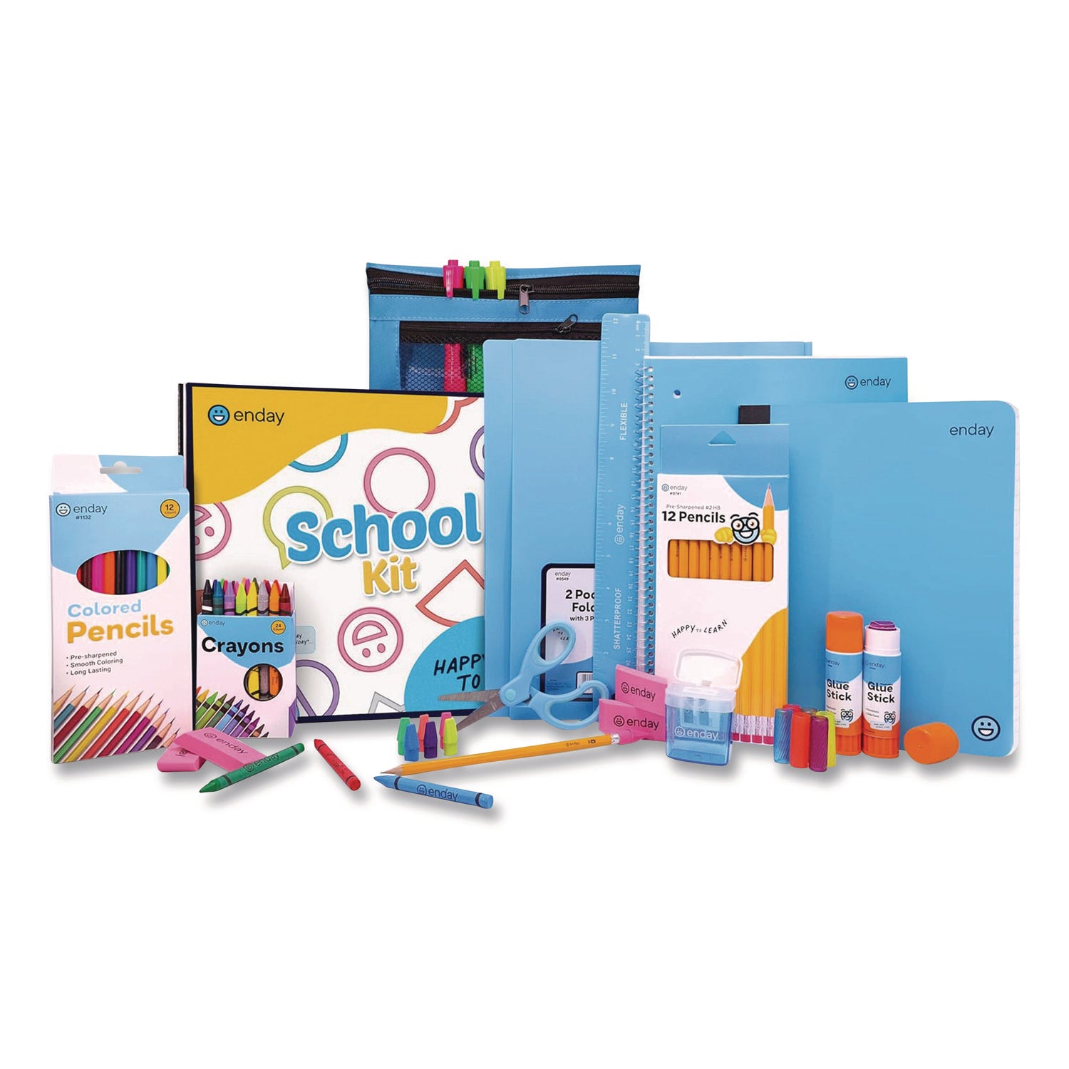 School Supply Kit, Blue, 71-Piece Set