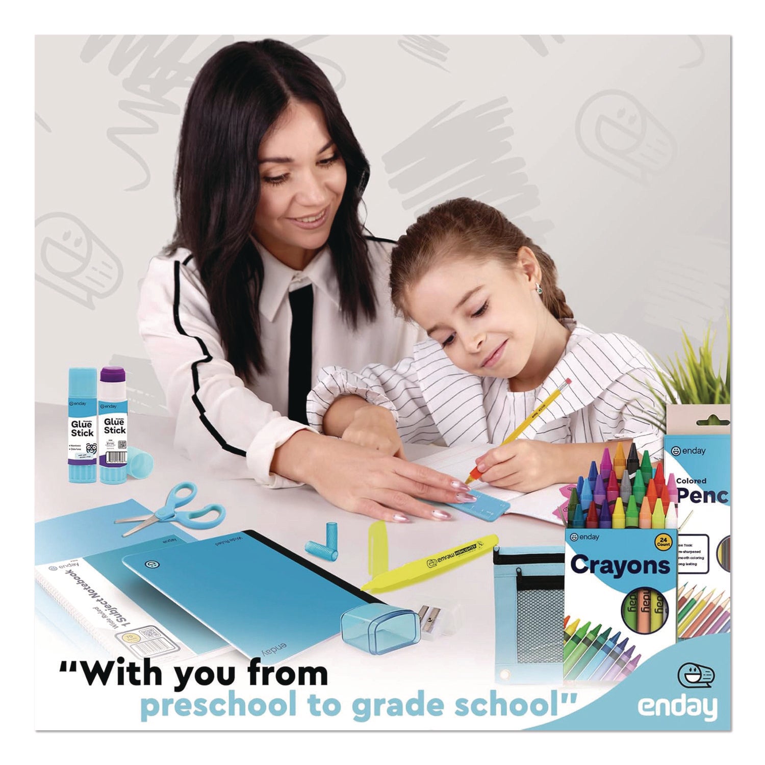School Supply Kit, Blue, 71-Piece Set