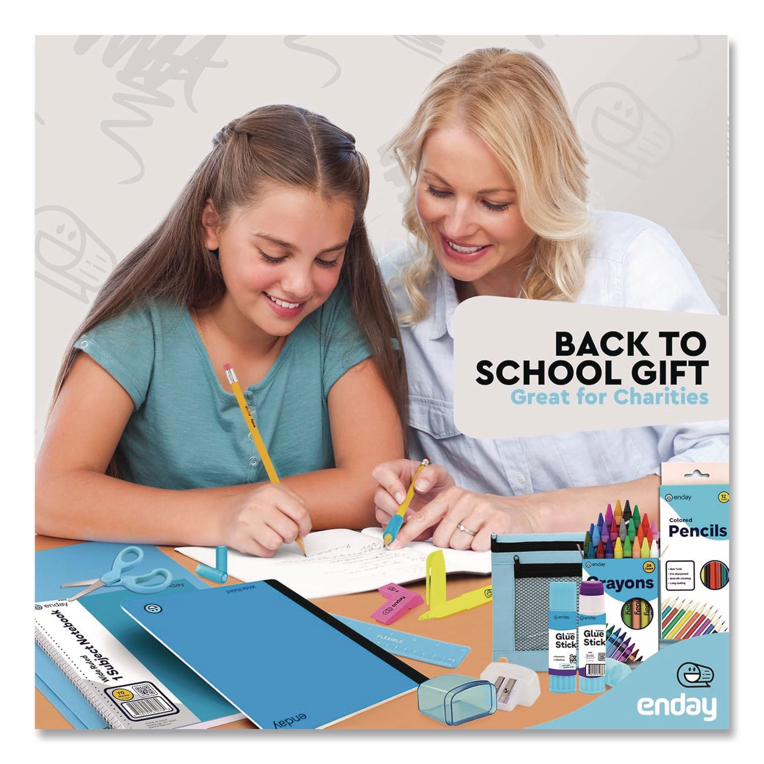 School Supply Kit, Blue, 71-Piece Set
