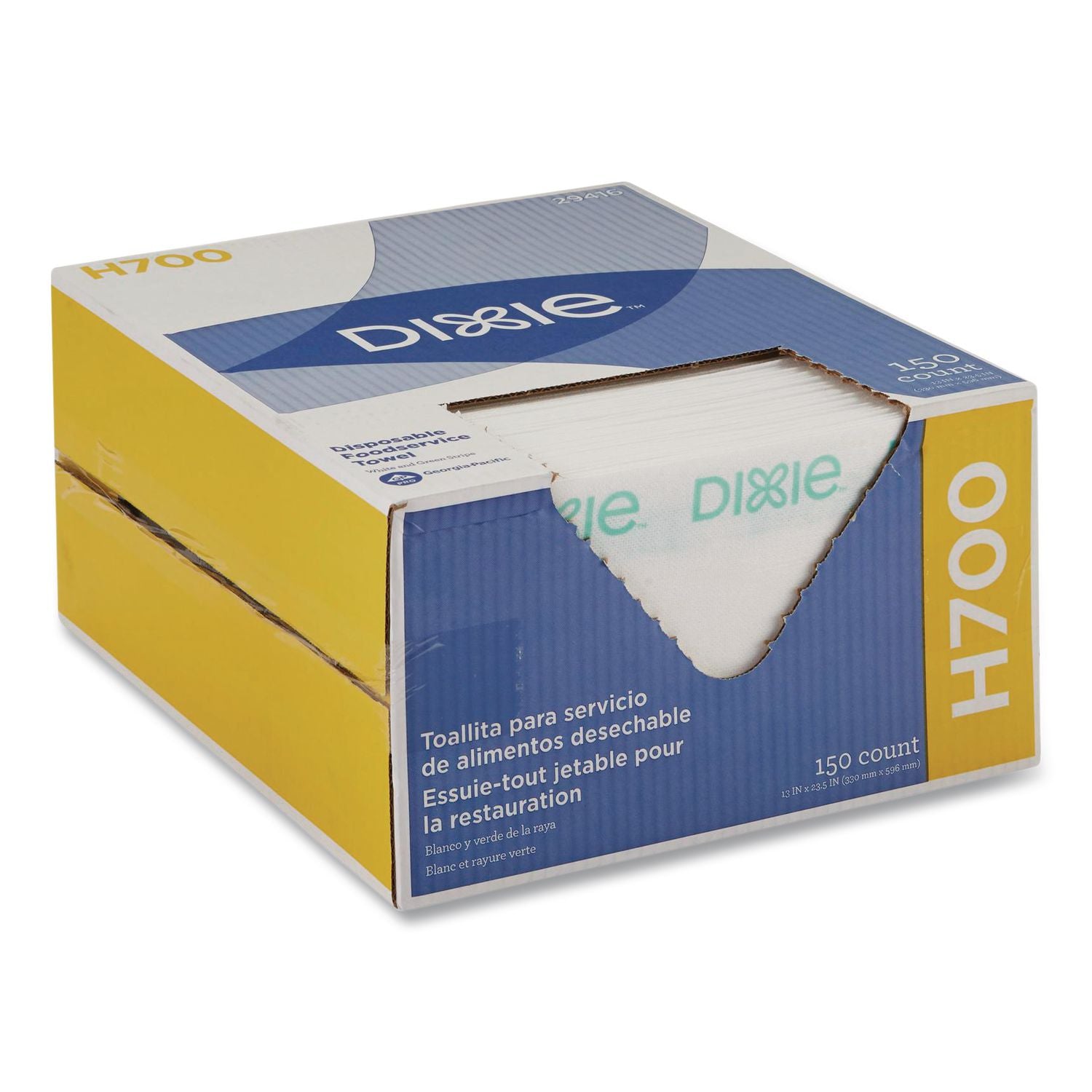 H700 Disposable Foodservice Towel, 13 x 24, Unscented, Green/White, 150/Carton