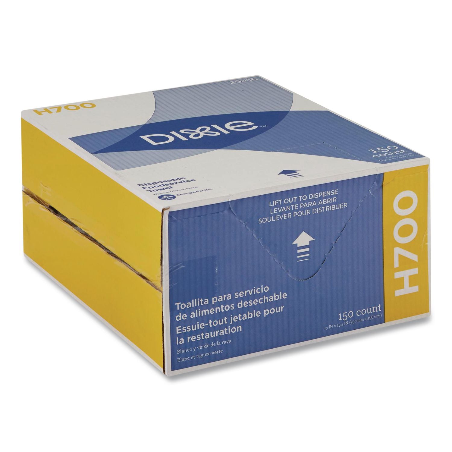 H700 Disposable Foodservice Towel, 13 x 24, Unscented, Green/White, 150/Carton