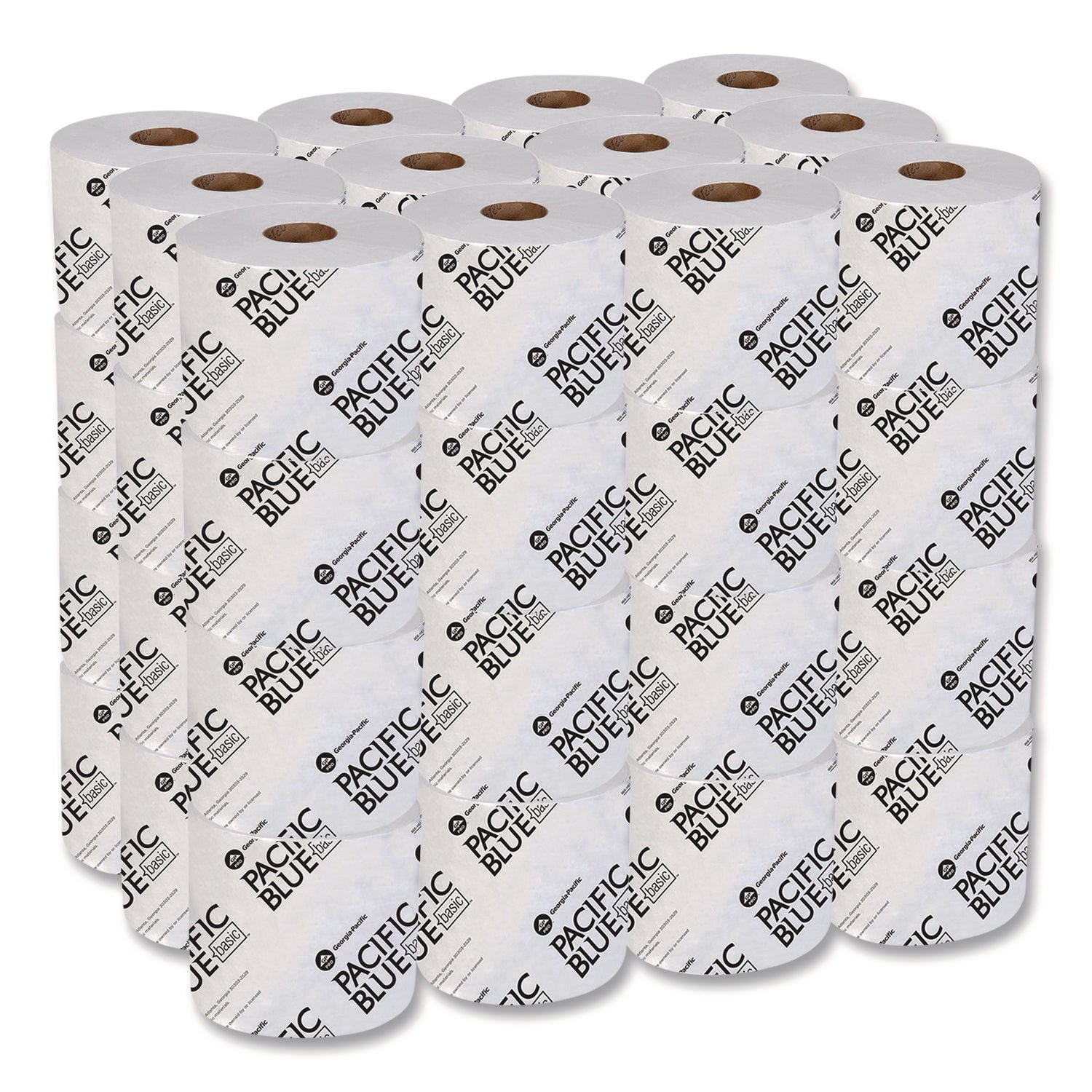 Pacific Blue Basic Standard Roll Toilet Paper - 1 Ply - 3.90" Width x 4" Length - 1500 Sheets/Roll - White - 48 / Carton