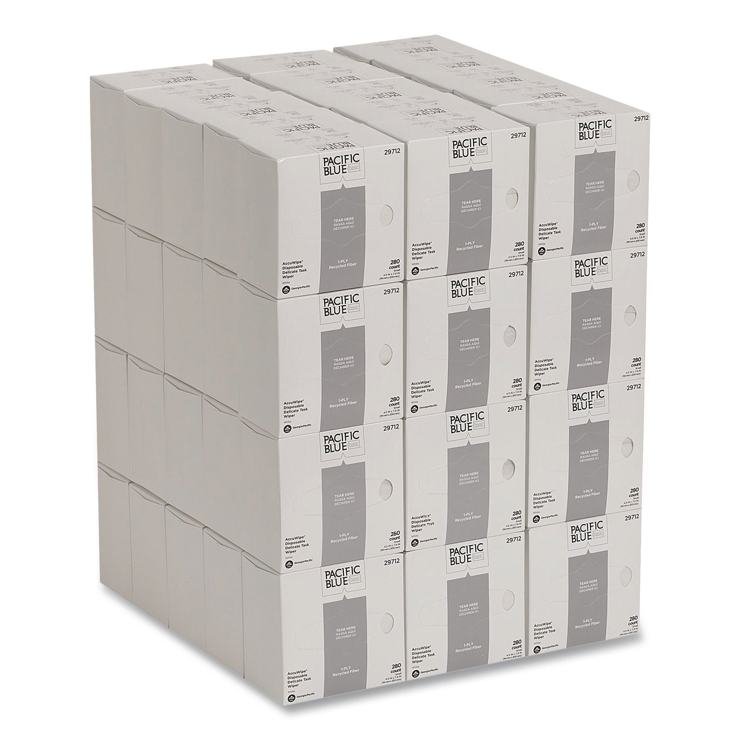 Pacific Blue Basic AccuWipe Recycled Disposable Delicate Task Wipers - For Precision Part, Instrument, Lens - Absorbent, Soft, Non-abrasive, Disposable, Streak-free - Fiber - White - 280 / Box