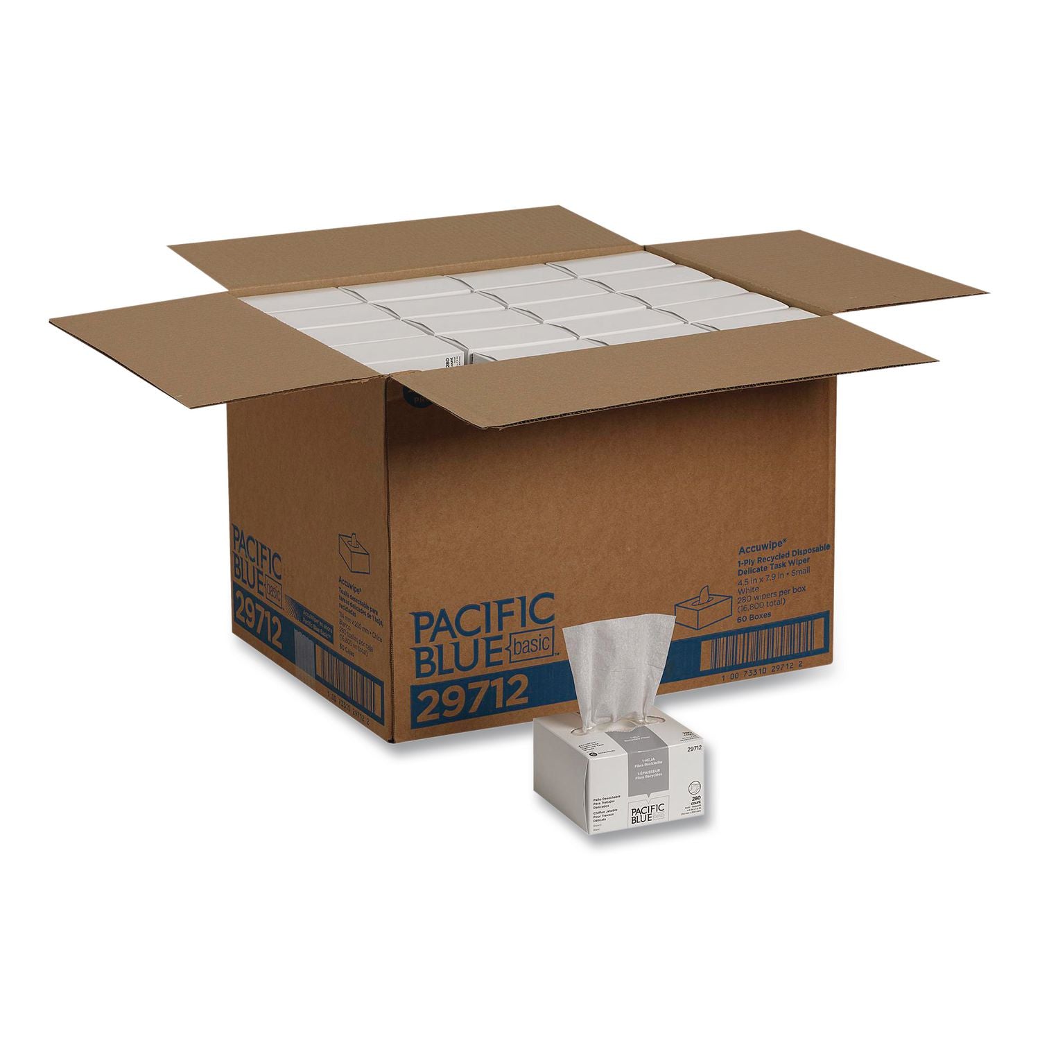 Pacific Blue Basic AccuWipe Recycled Disposable Delicate Task Wipers - For Precision Part, Instrument, Lens - Absorbent, Soft, Non-abrasive, Disposable, Streak-free - Fiber - White - 280 / Box