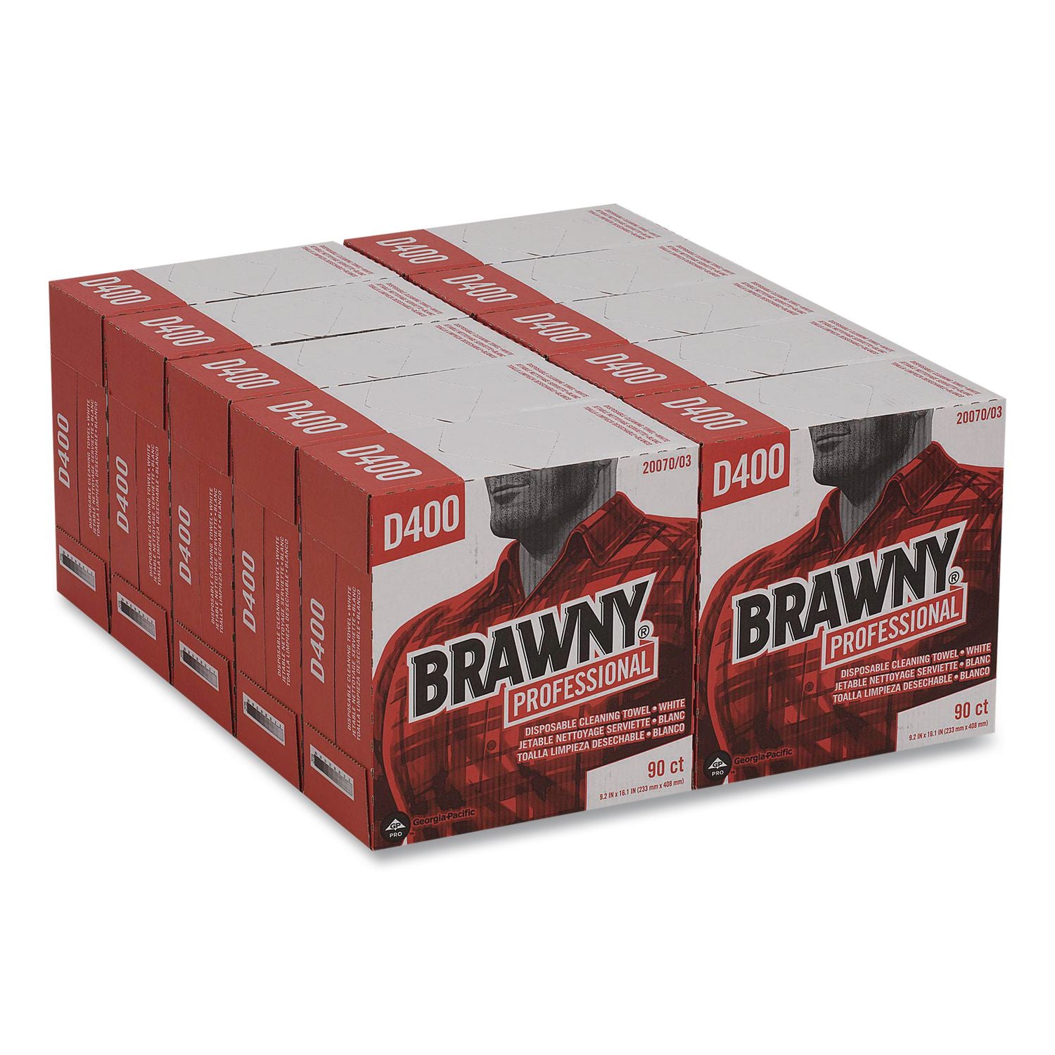 Brawny&reg; Professional D400 Disposable Cleaning Towels - 16.10" Width x 9.20" Length - White - 90 / Box