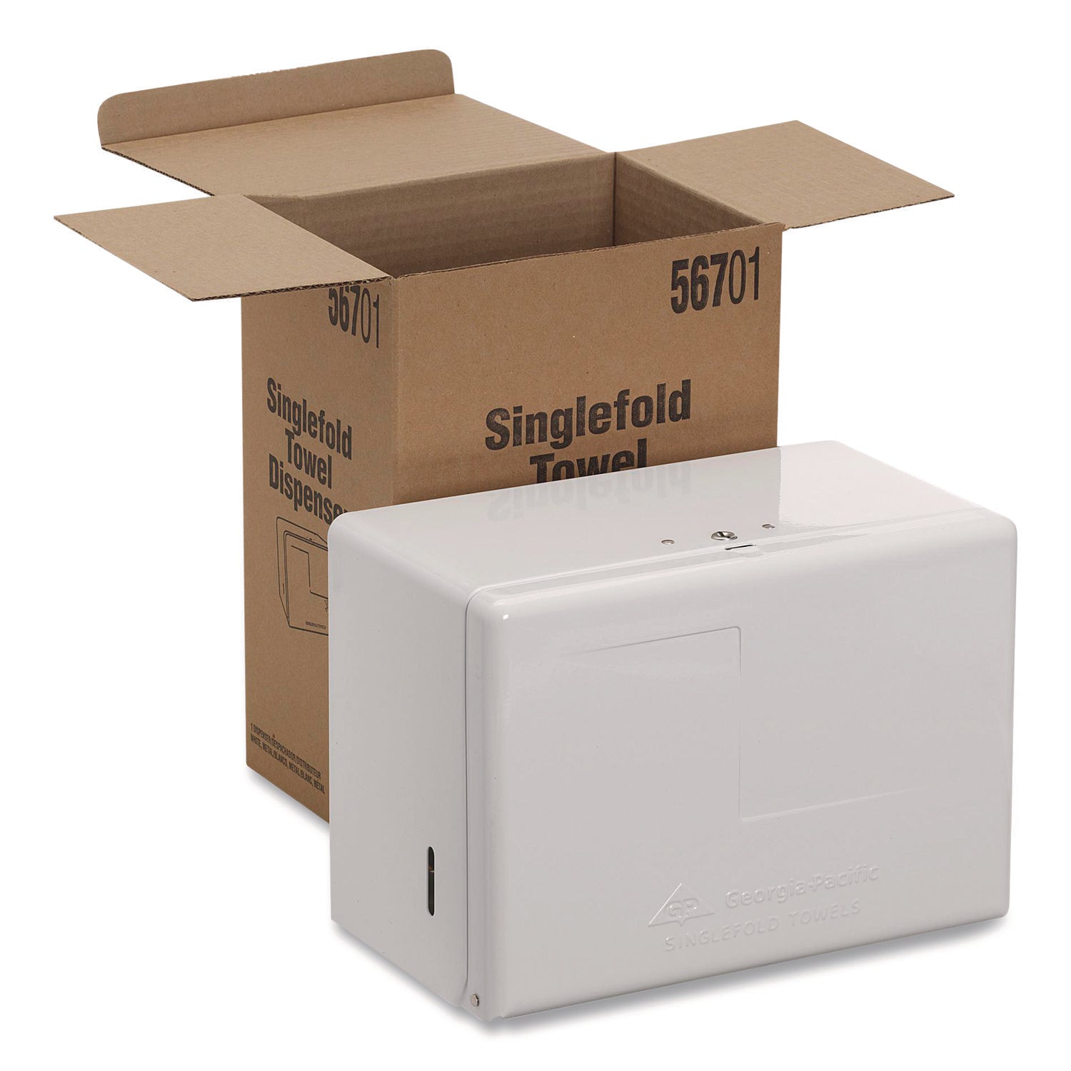 Space Saver Singlefold Towel Dispenser, Steel, 11.63 X 6.63 X 8.13, White