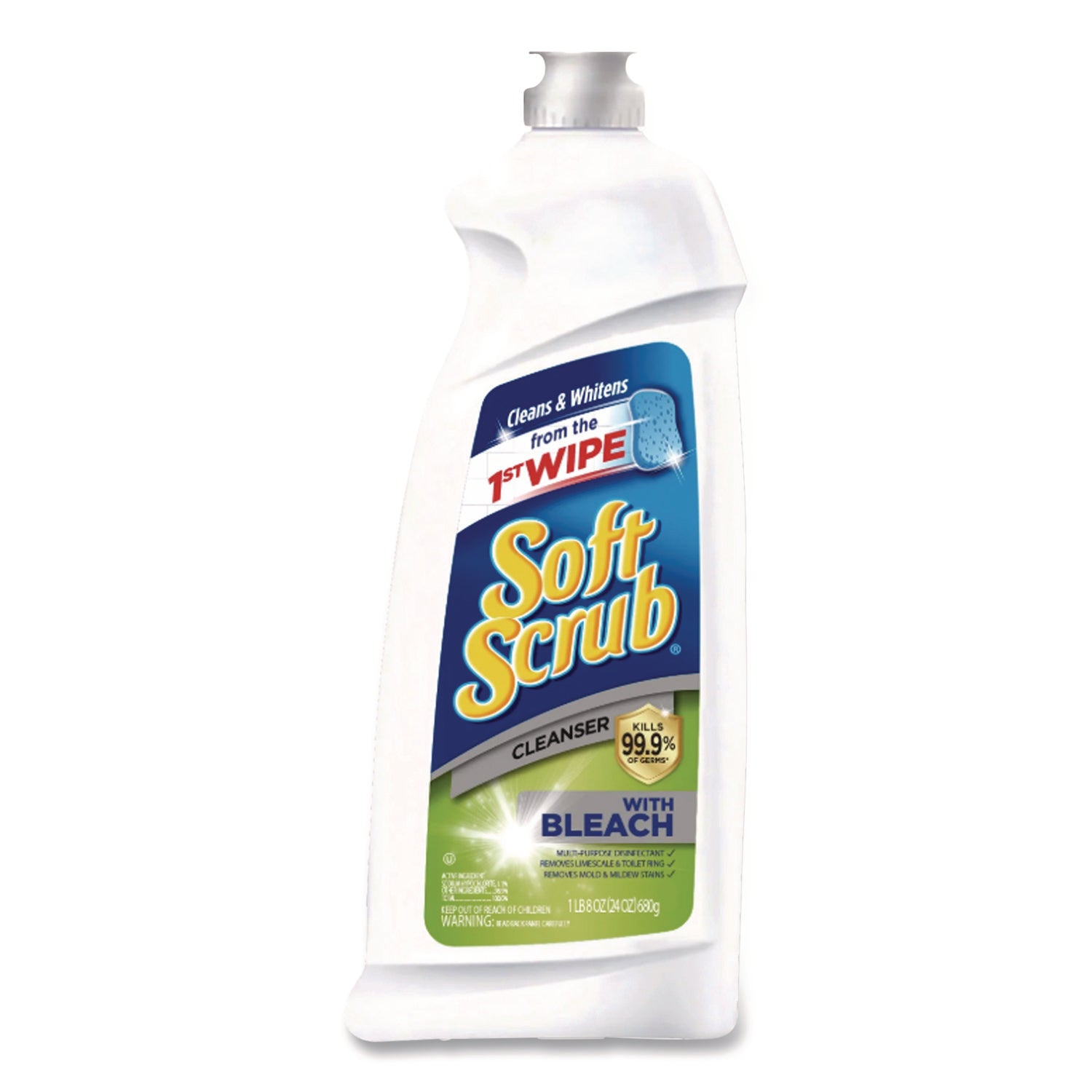 Dial Soft Scrub Bleach Cleanser - 36 fl oz (1.1 quart) - Recommended For: Grease Remover, Dirt Remover, Mold Remover, Mildew Remover, Soap Scum Remover, Germs Remover, Stain Remover - Anti-bacterial, Disinfectant - White - 6 / Carton