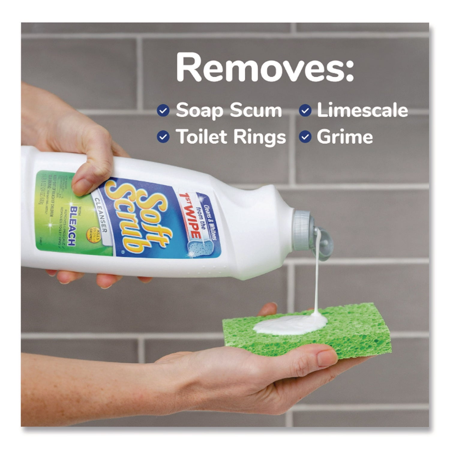 Dial Soft Scrub Bleach Cleanser - 36 fl oz (1.1 quart) - Recommended For: Grease Remover, Dirt Remover, Mold Remover, Mildew Remover, Soap Scum Remover, Germs Remover, Stain Remover - Anti-bacterial, Disinfectant - White - 6 / Carton