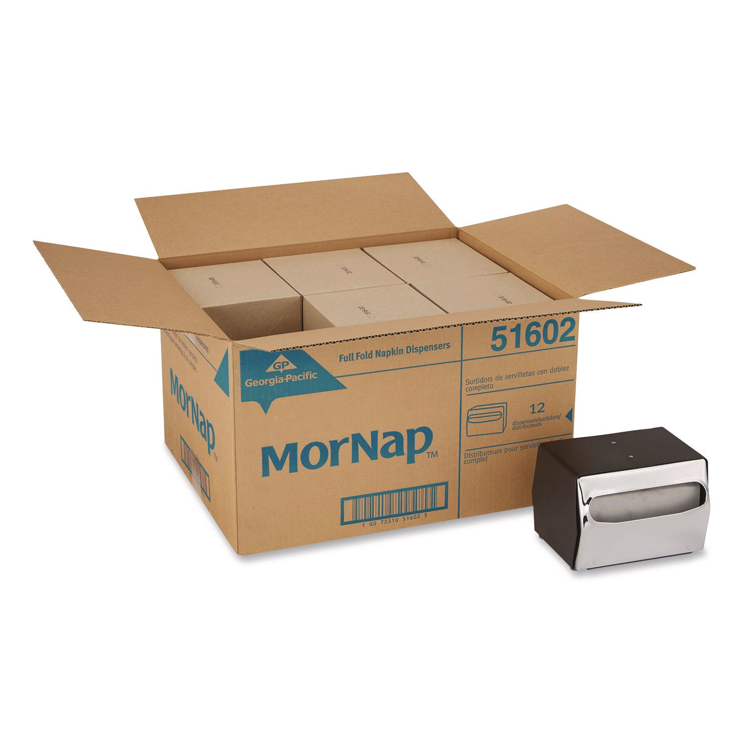 Tabletop Napkin Dispenser, 7.5" x 6" x 5.3", Black/Chrome
