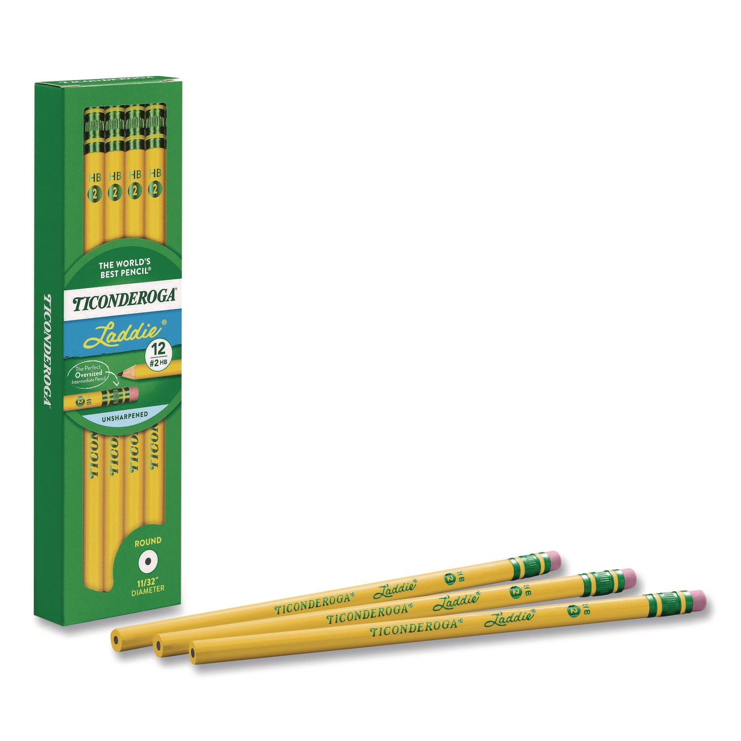 Ticonderoga Laddie Woodcase Pencil with Microban, HB (#2), Black Lead, Yellow Barrel, 12/Pack