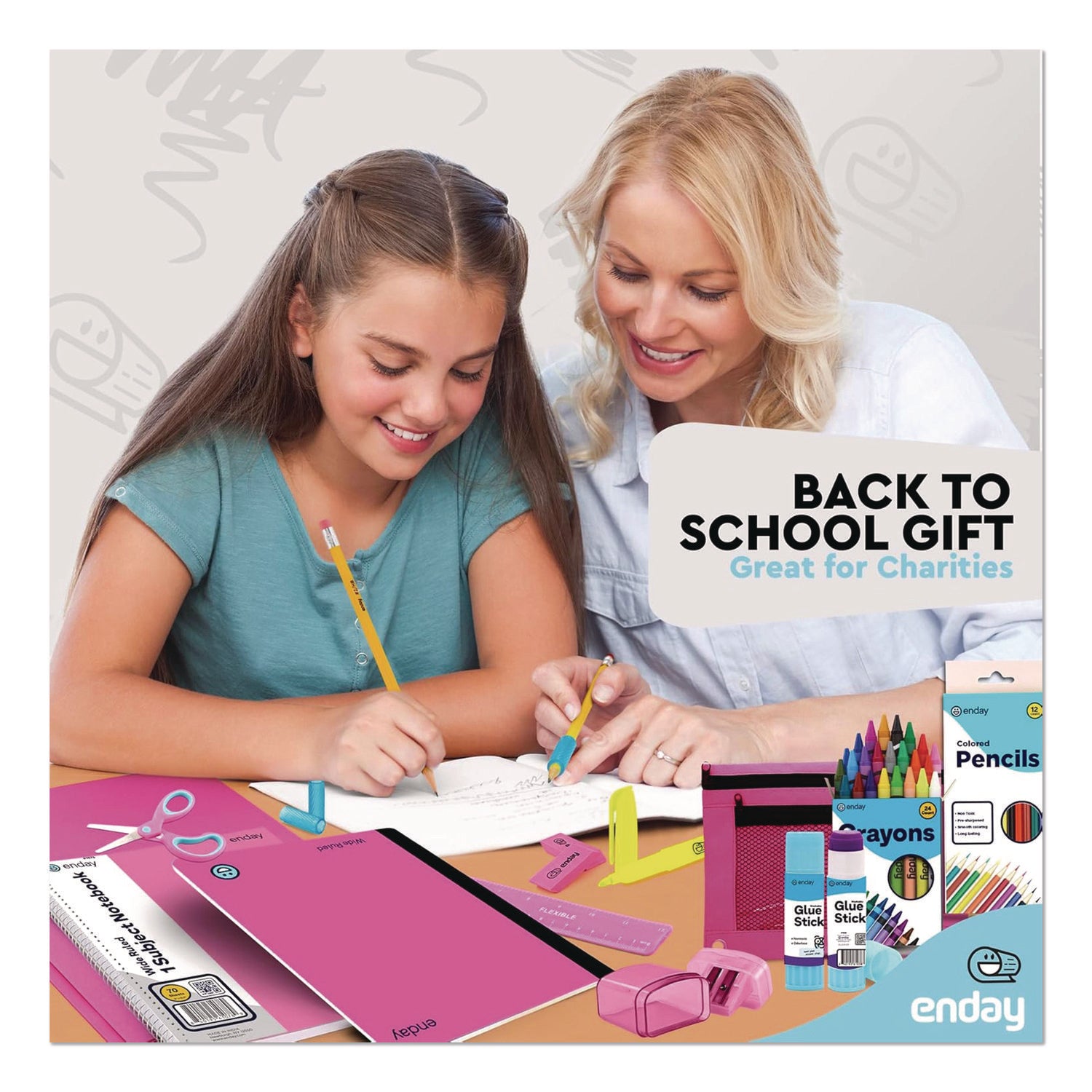 School Supply Kit, Pink, 71-Piece Set