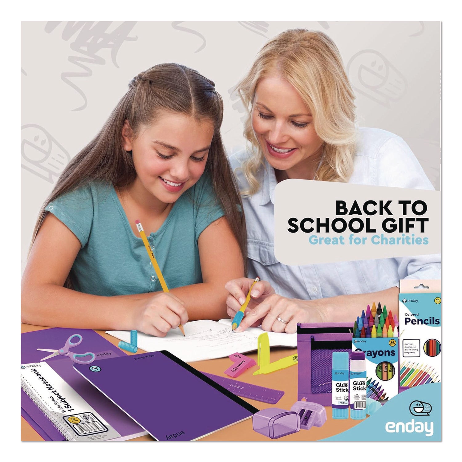 School Supply Kit, Purple, 71-Piece Set