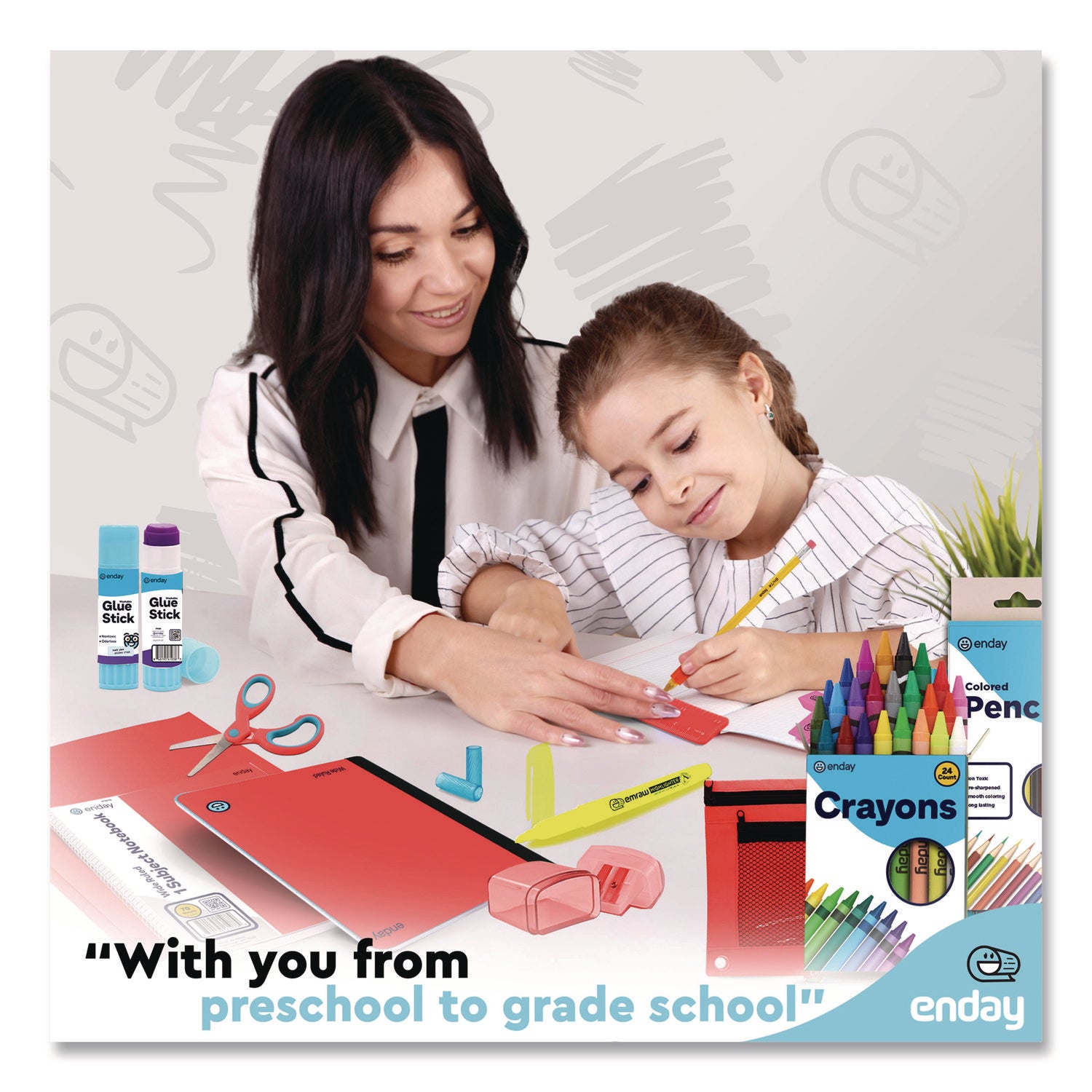 School Supply Kit, Red, 71-Piece Set