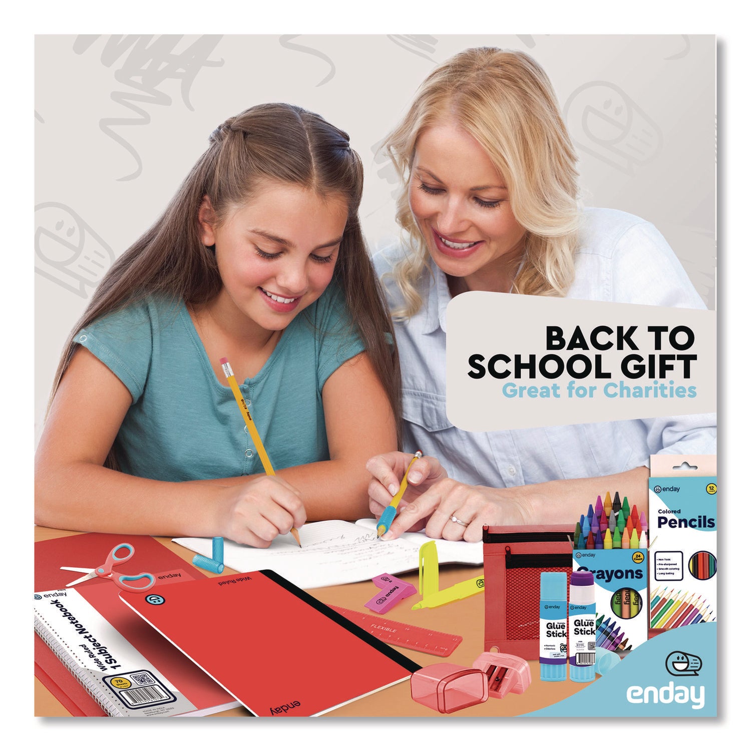 School Supply Kit, Red, 71-Piece Set