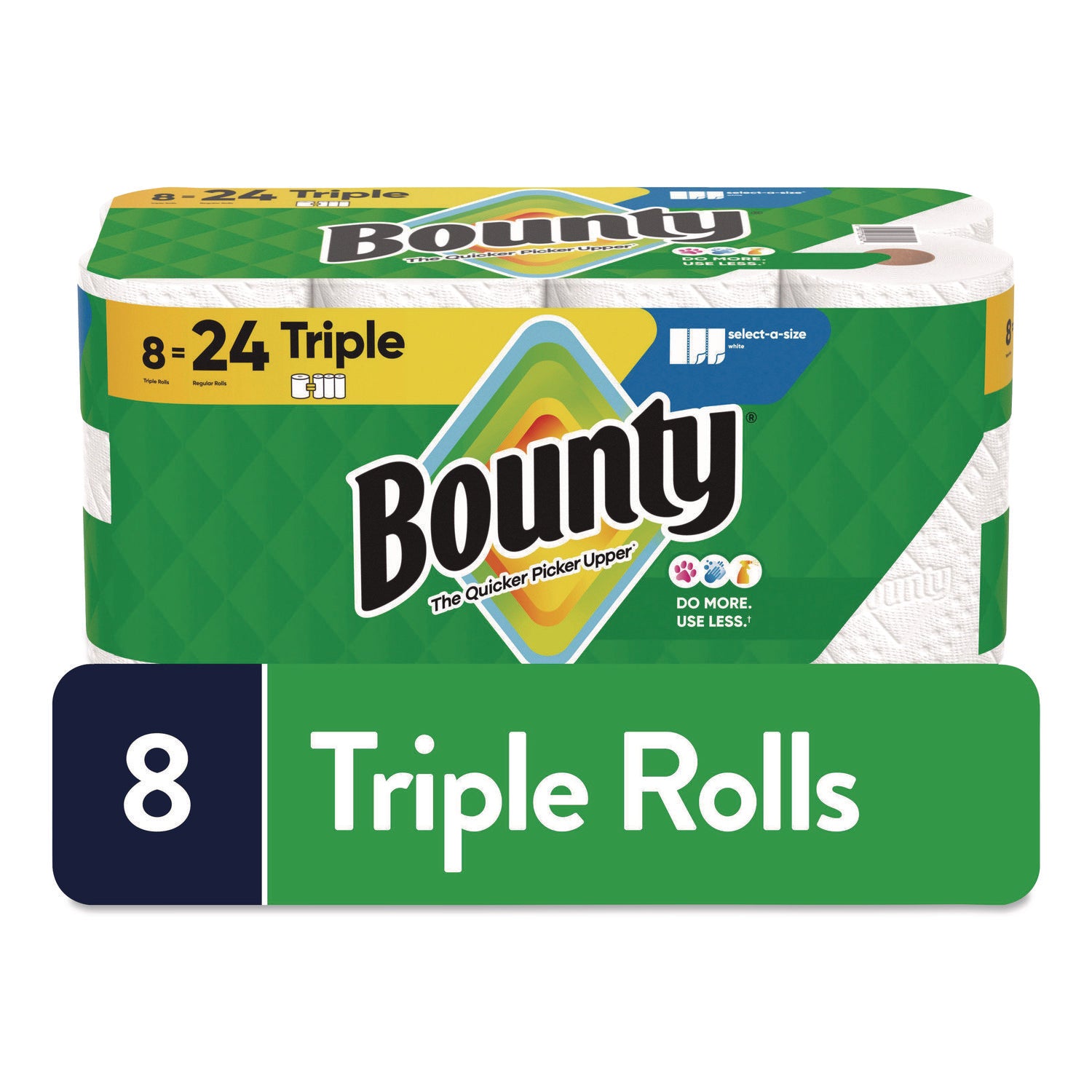 Bounty Select-A-Size Paper Towels, 2 Ply, Diamond Texture, Green, 123 Sheets per Roll, 8 Rolls per Carton