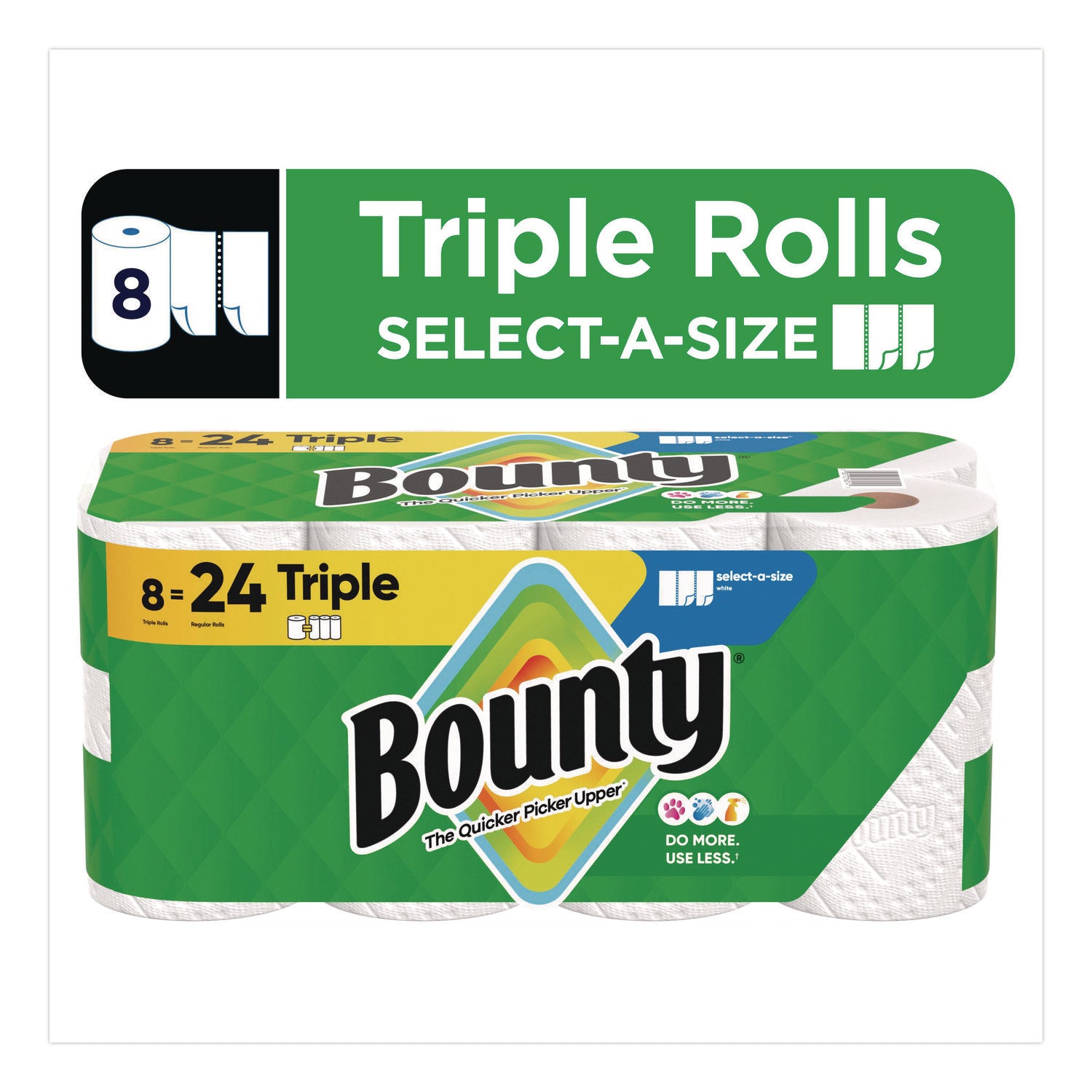 Bounty Select-A-Size Paper Towels, 2 Ply, Diamond Texture, Green, 123 Sheets per Roll, 8 Rolls per Carton