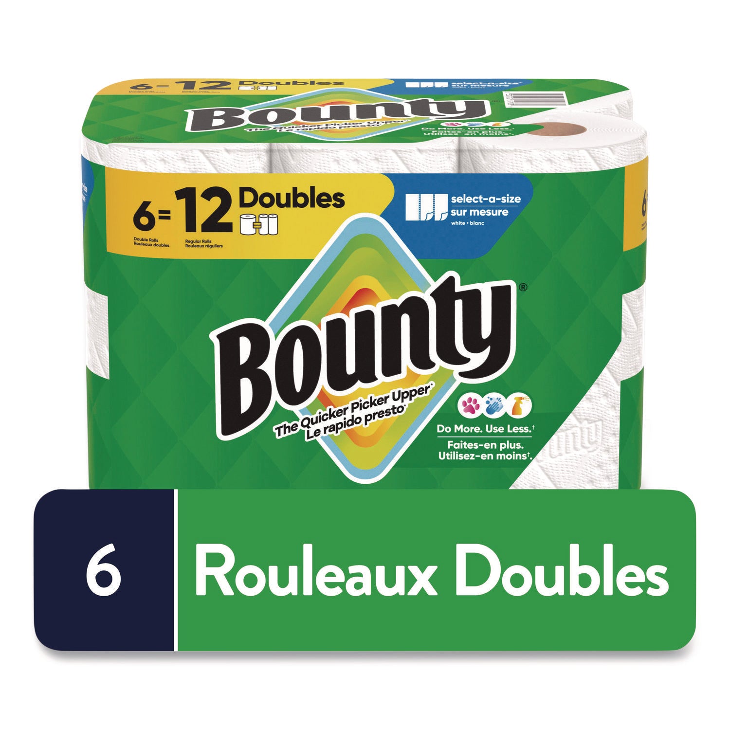 Bounty Select-A-Size Paper Towels, 2 Ply, Diamond Texture, Green, 82 Sheets per Roll, 6 Rolls per Carton