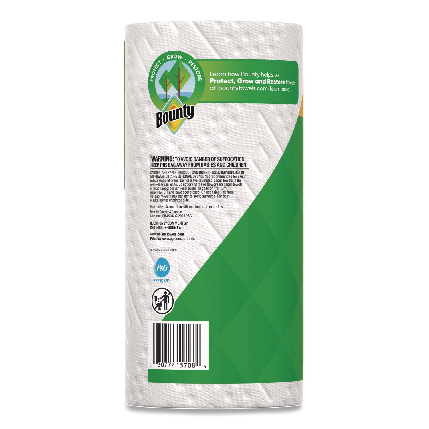 Bounty Select-A-Size Paper Towels, 2 Ply, Diamond Texture, Green, 82 Sheets per Roll, 24 Rolls per Carton