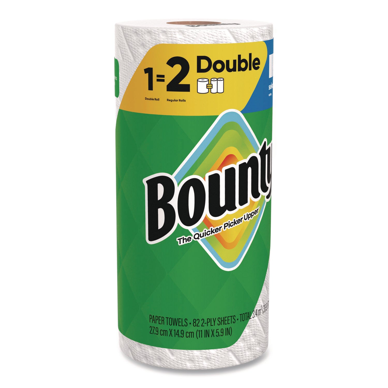 Bounty Select-A-Size Paper Towels, 2 Ply, Diamond Texture, Green, 82 Sheets per Roll, 24 Rolls per Carton