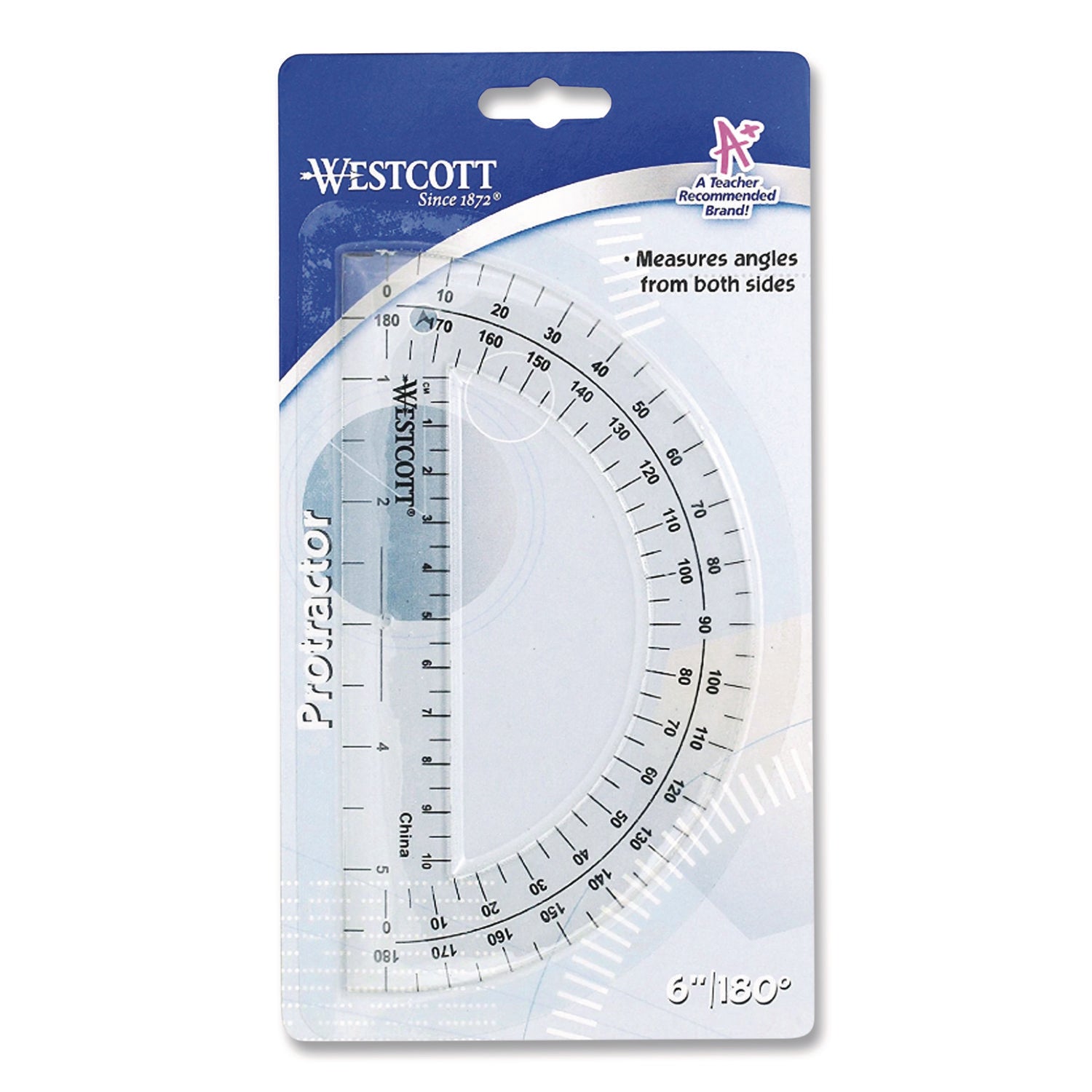 Protractor 6", 180 degree, Clear