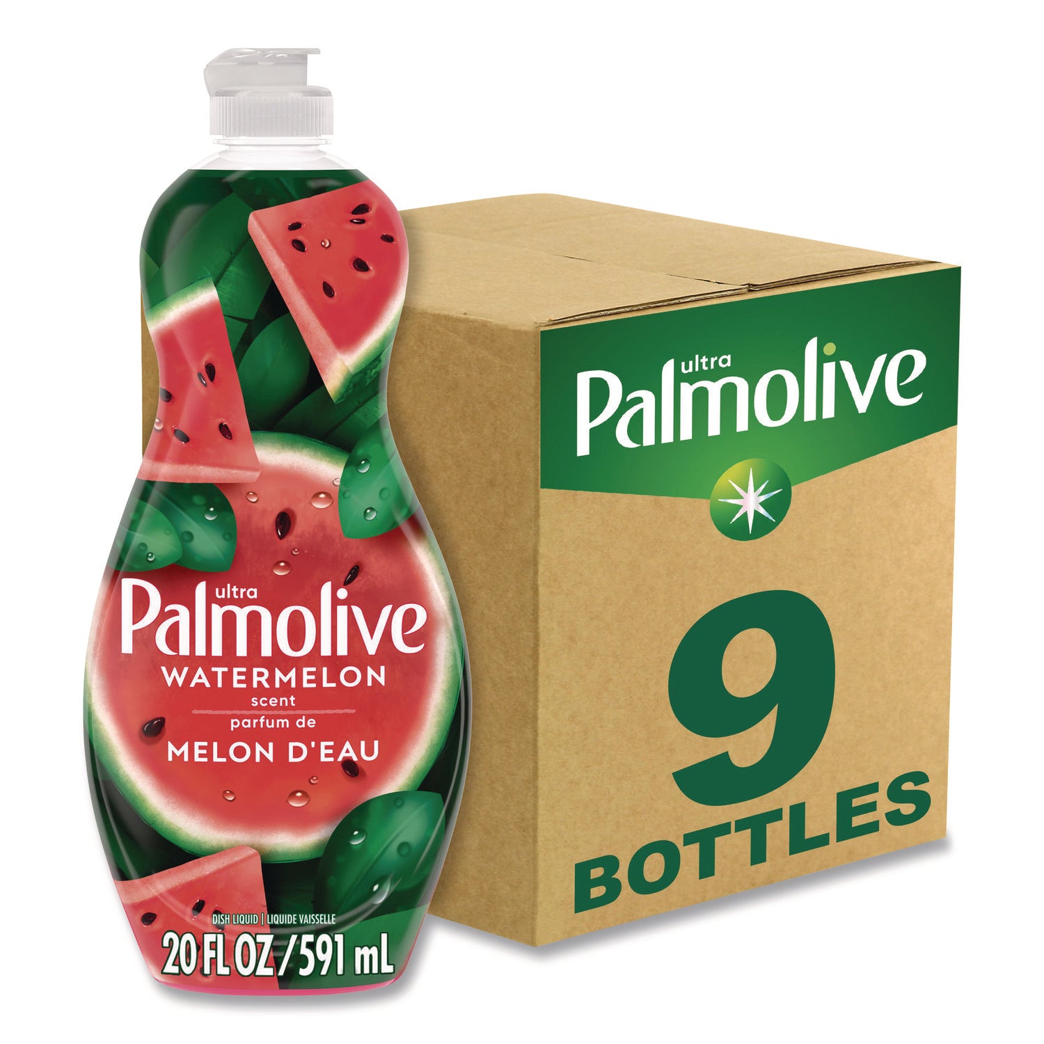 Dishwashing Liquid, Watermelon Scent, 20 oz Bottle, 9/Carton