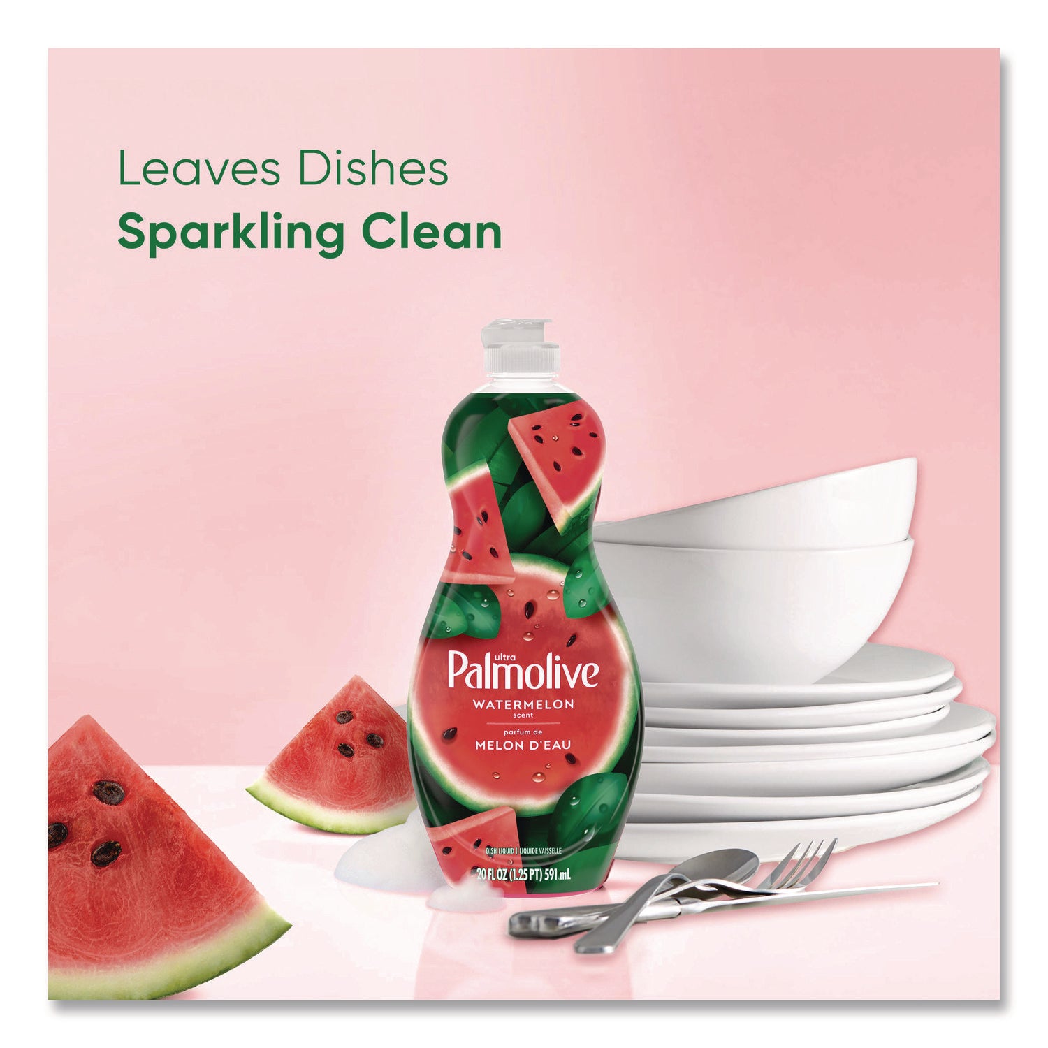 Dishwashing Liquid, Watermelon Scent, 20 oz Bottle, 9/Carton