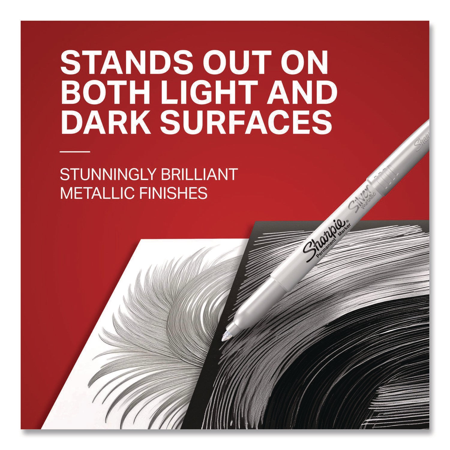 Sharpie Metallic Permanent Markers - Fine Marker Point - Metallic Silver Ink - Liquid - Gray Barrel - 36 / Box
