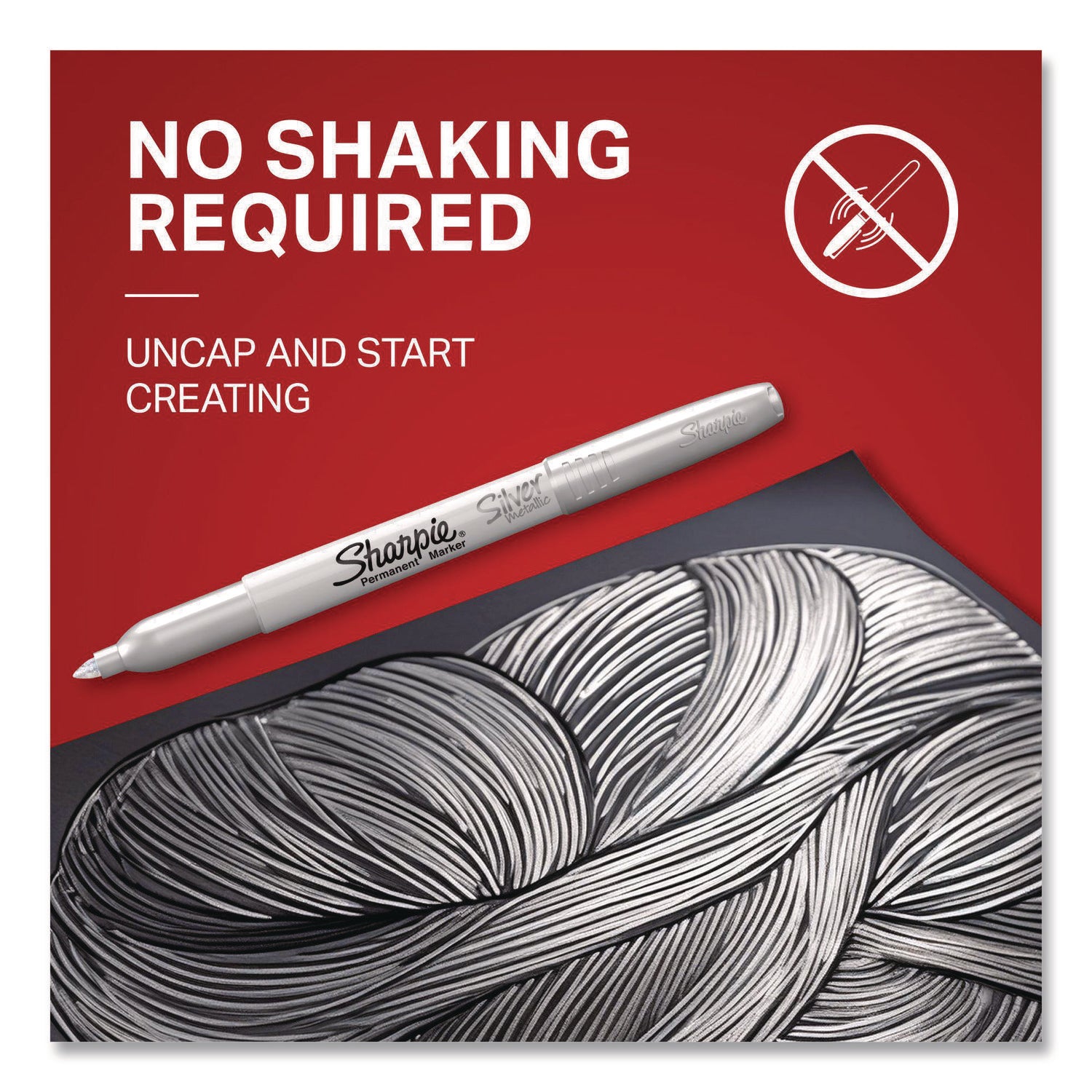 Sharpie Metallic Permanent Markers - Fine Marker Point - Metallic Silver Ink - Liquid - Gray Barrel - 36 / Box