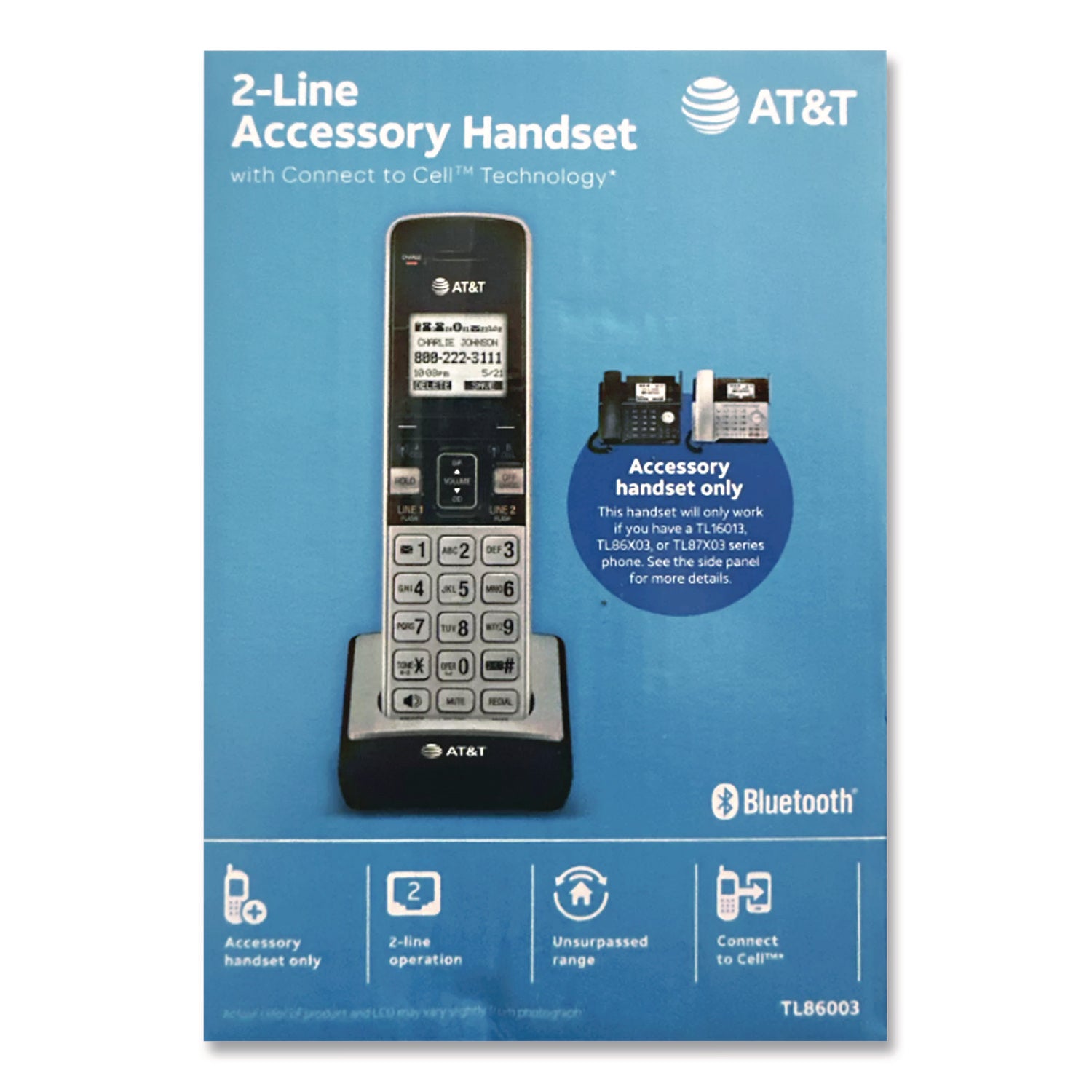 Tl86003 Cordless Telephone Handset For The Tl86103 System, Silver/black